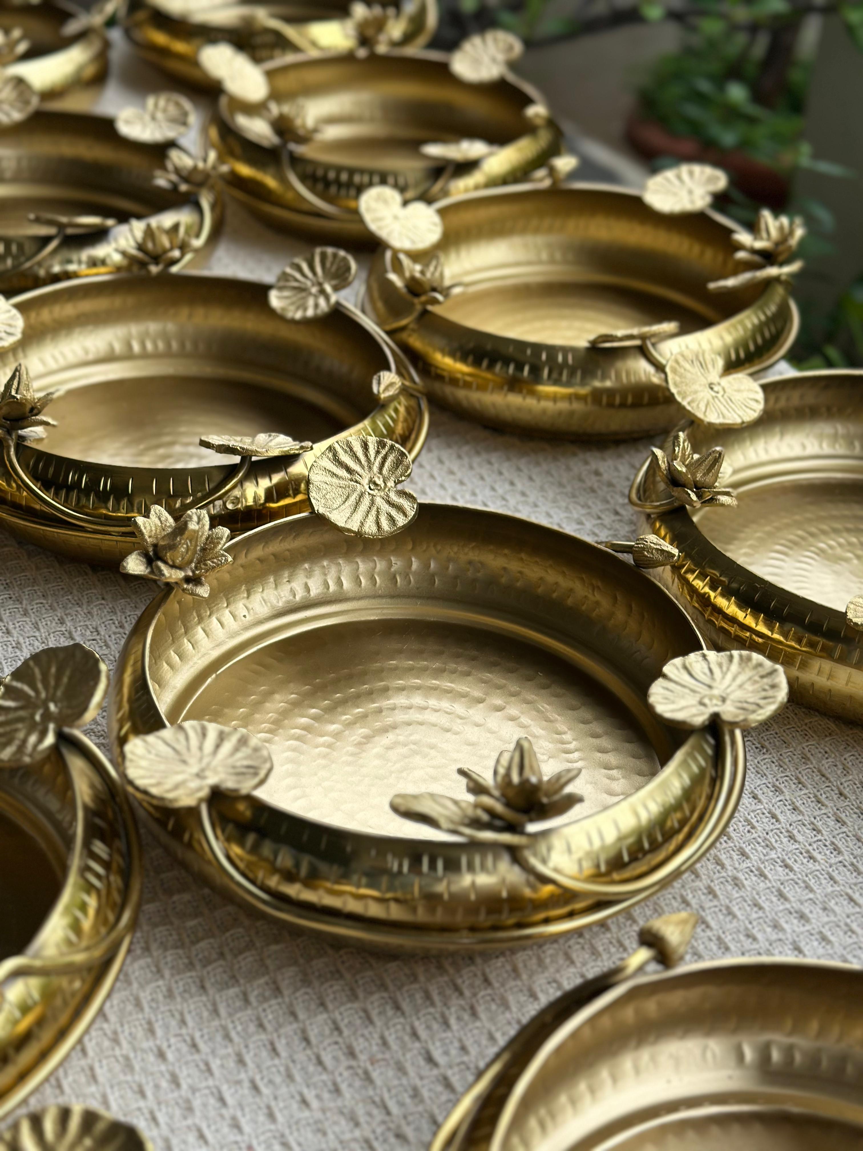 Handcrafted Brass Lotus Bowls