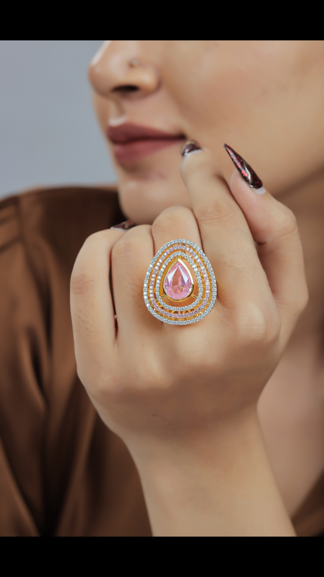 Elegant Rose Gold Gemstone Ring