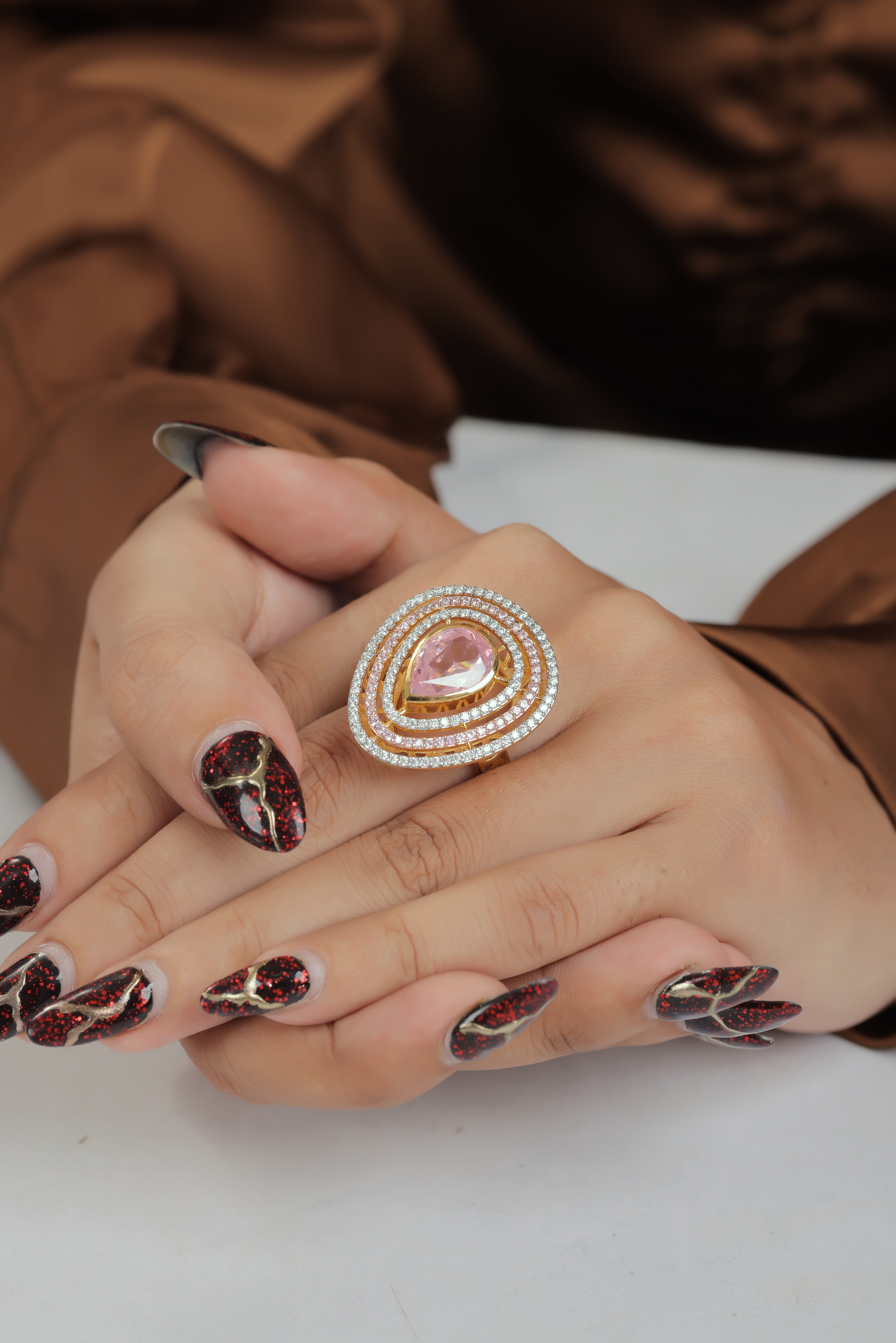 Elegant Rose Gold Gemstone Ring