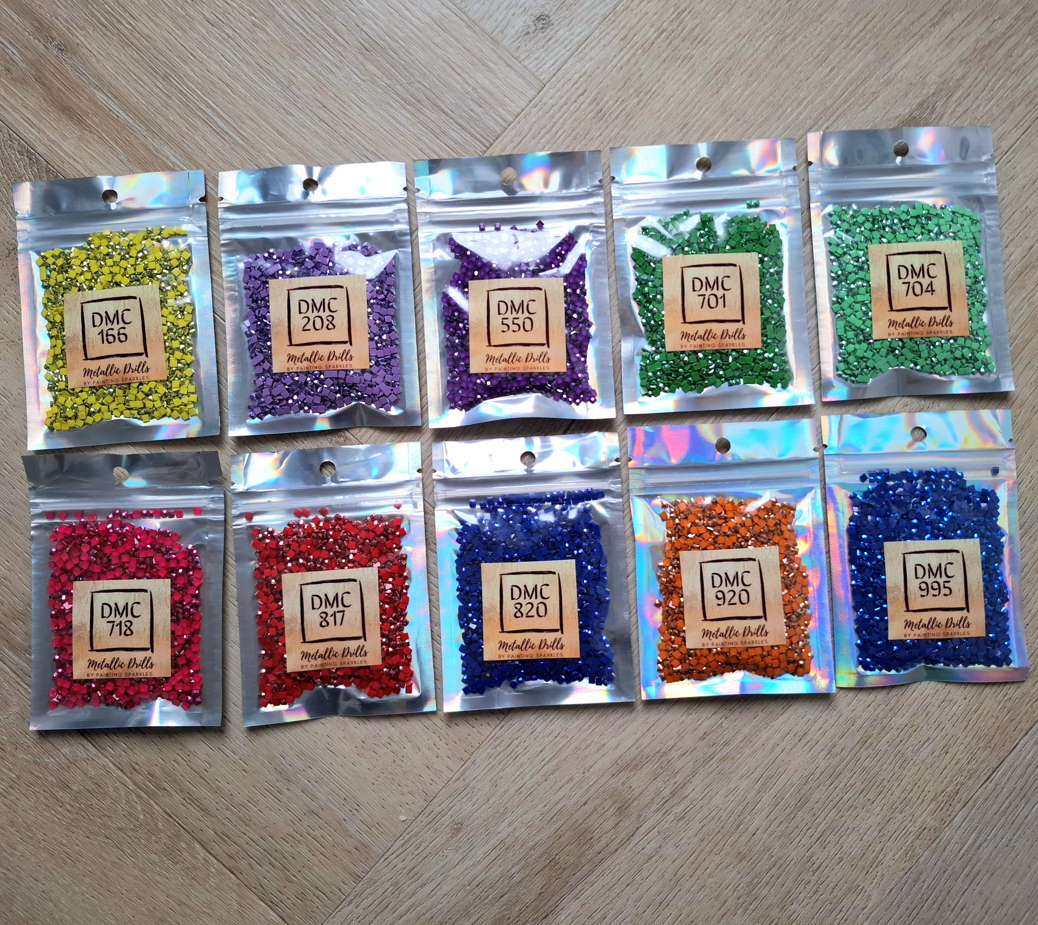 Metallic Drills Set Square - 10 Colors - 10 gram per Bag