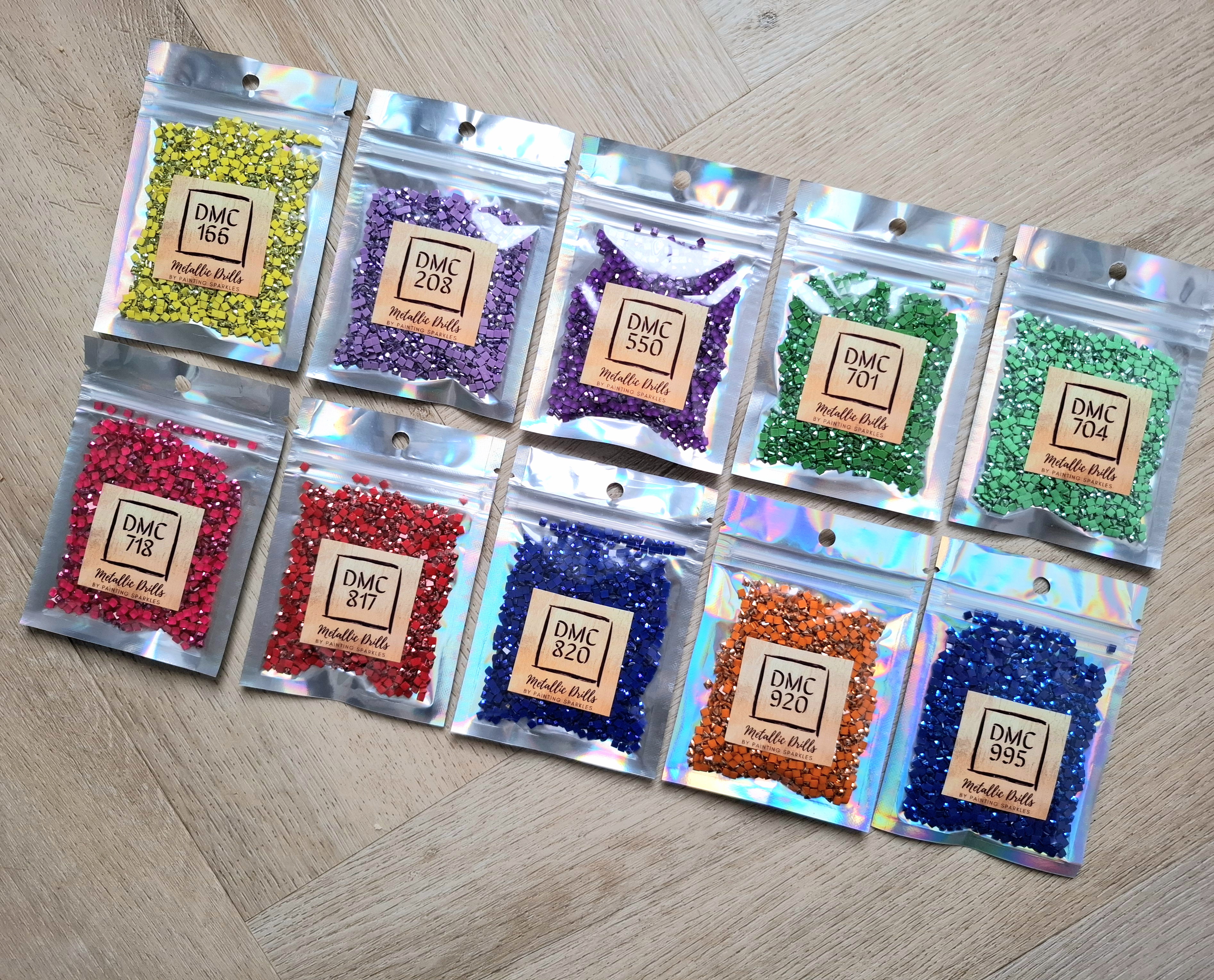 Metallic Drills Set Square - 10 Colors - 10 gram per Bag