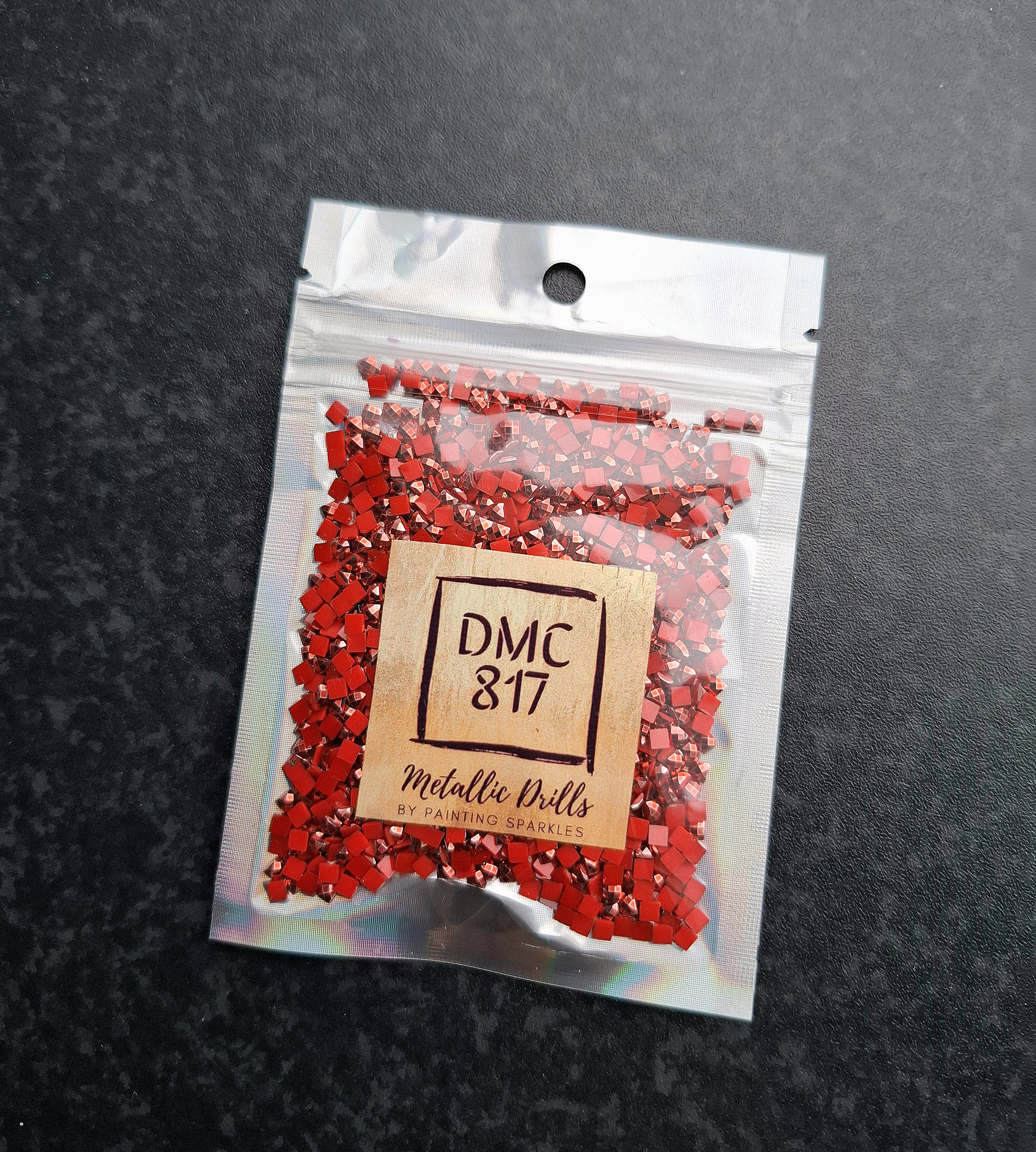 Metallic Drills Square - DMC #817 - 10 gram Bag
