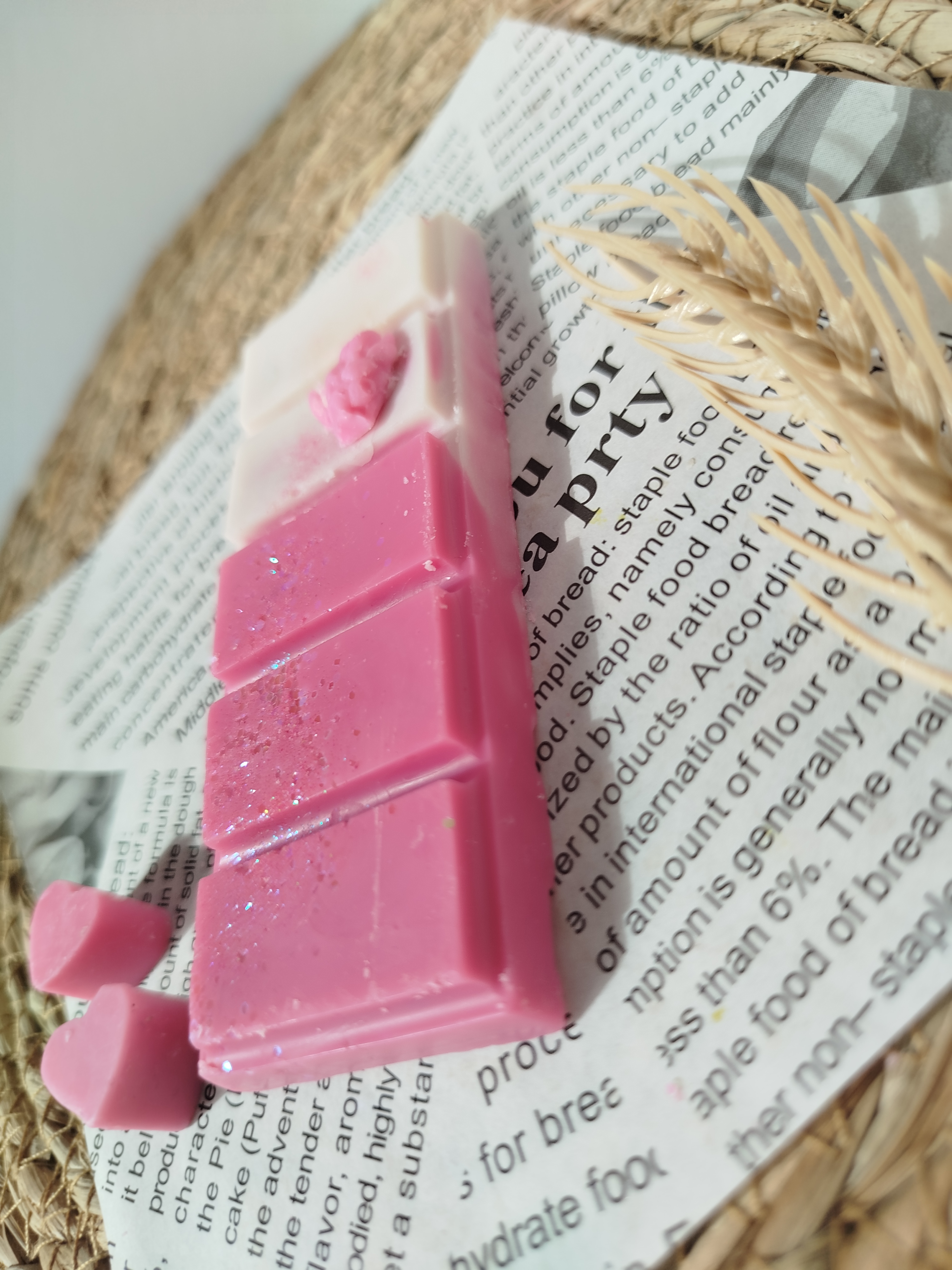 Wax melts: Tableta de chupachup fresa-nata.