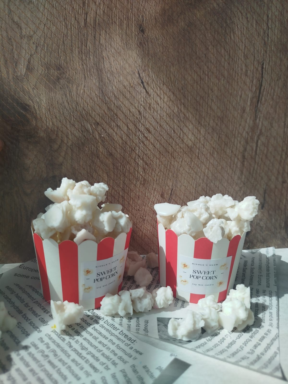 Wax melts: sweet popcorn.