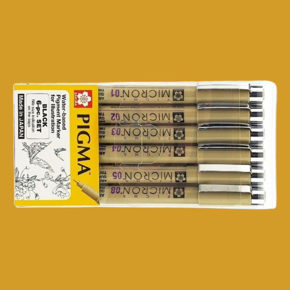 Set Drawing Pen Sakura Pigma Micron - 6 pcs