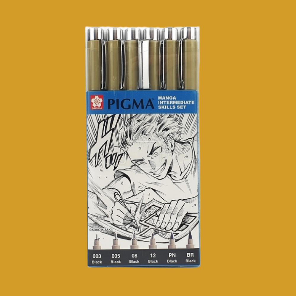 Set Drawing Pen Sakura Pigma Micron Manga - 6 pcs Intermediate