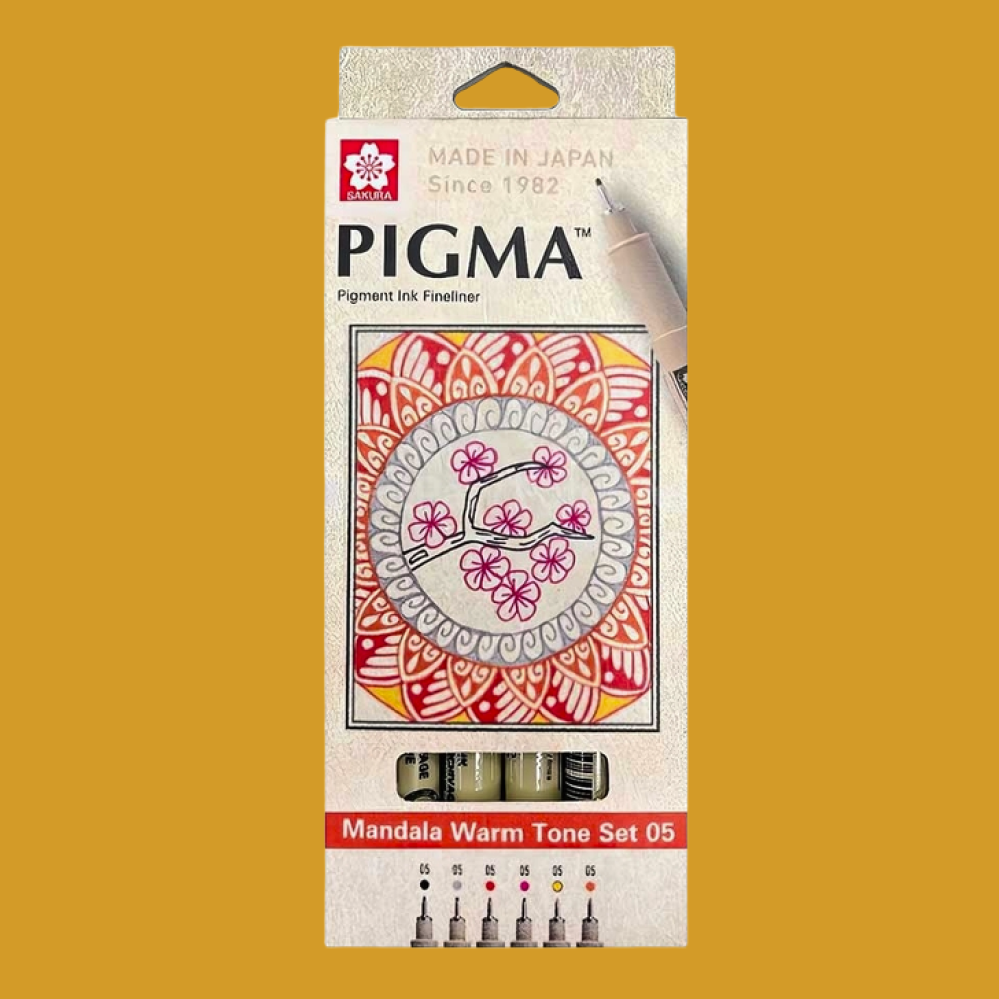 Set Drawing Pen Sakura Pigma Micron Mandala- 6 pcs Warm 