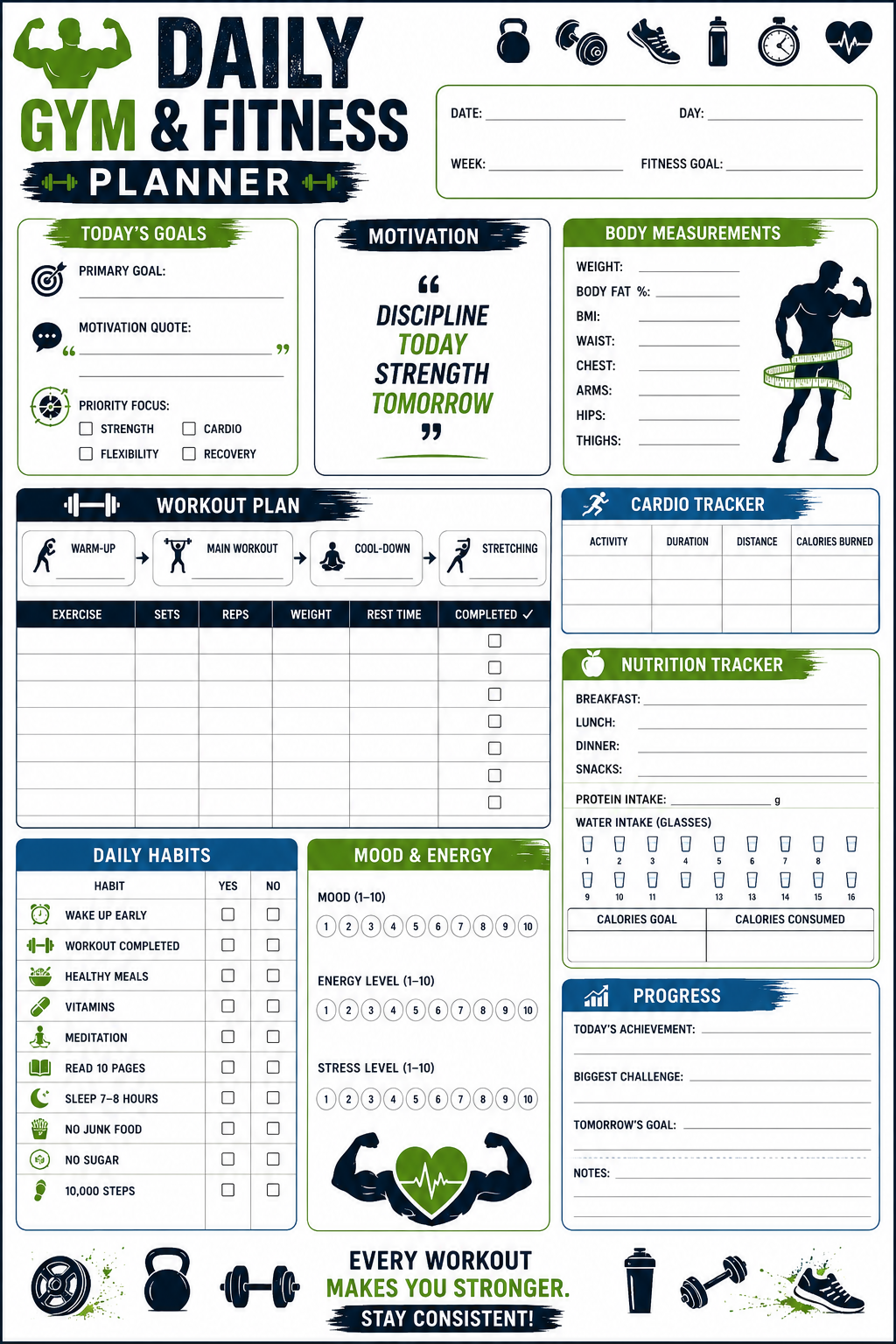 Daily Gym & Fitness Planner 