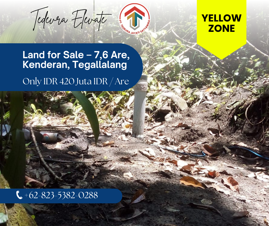 Land for Sale โ 7.6 Are, Kenderan, Tegallalang (Yellow Zone โ R3)