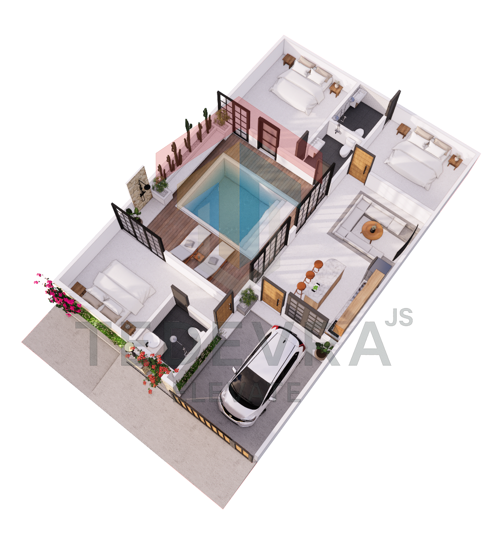 LA CASA TROPICA MODERN POOLSIDE LIVING VILLA - MT246
