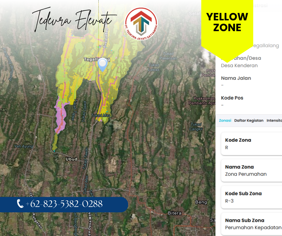 Land for Sale – 7.6 Are, Kenderan, Tegallalang (Yellow Zone – R3)