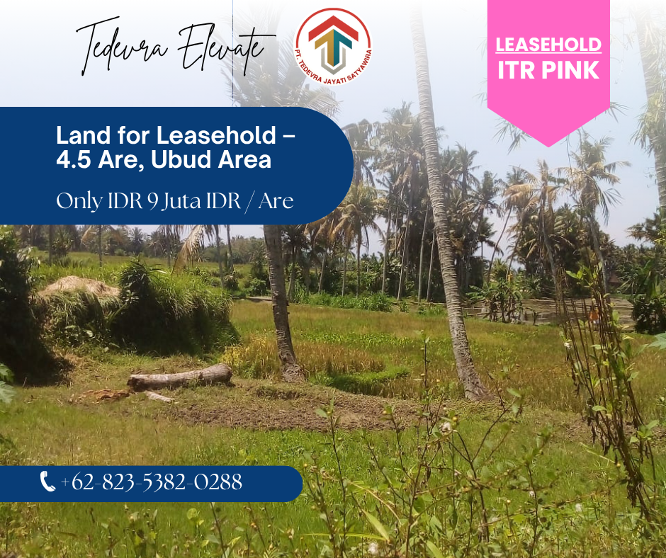 Land for Leasehold in Ubud 4.5 Are