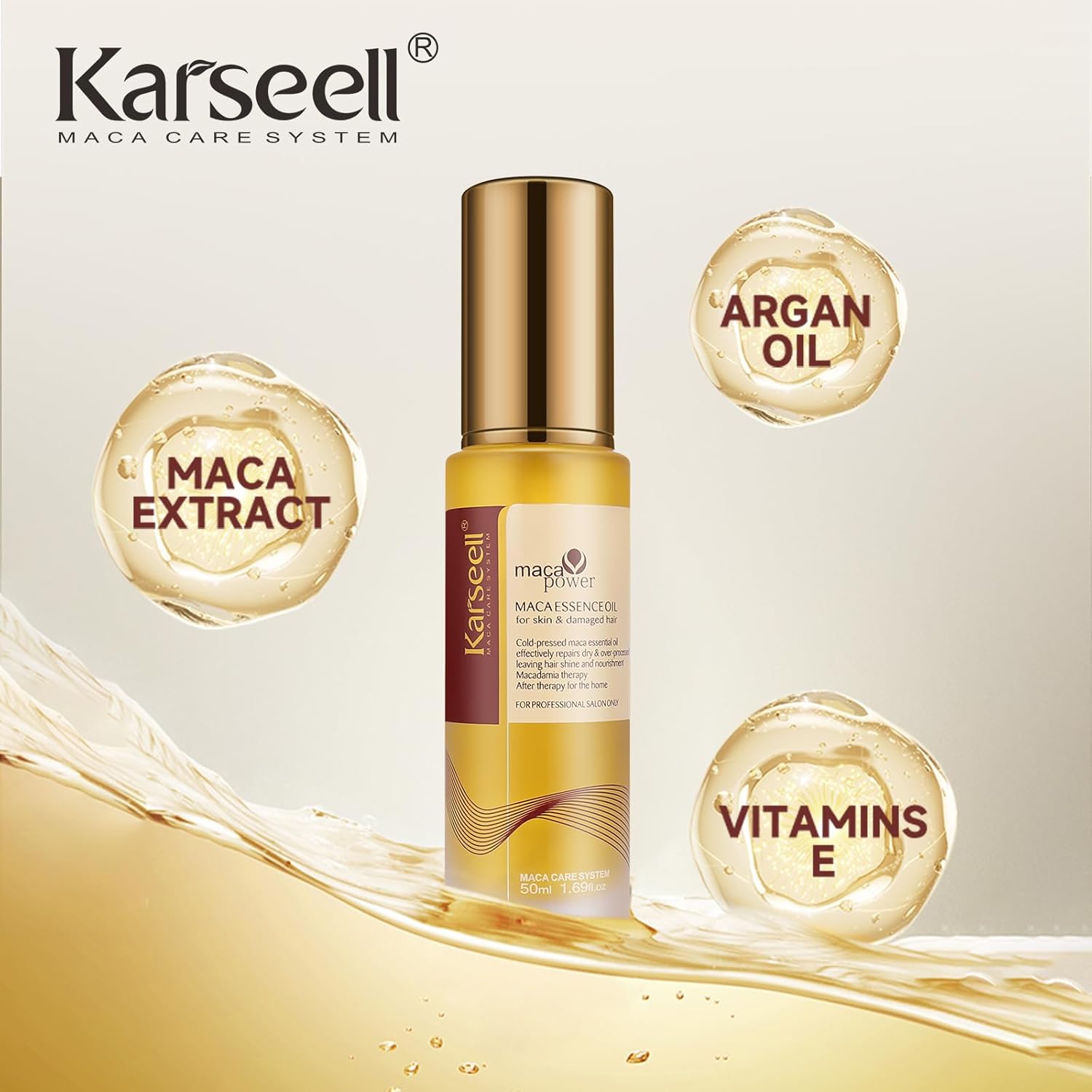 Karseell Moroccan Argan Oil for Hair Healing Cold Pressed Weightless Argan Oil Hair Serum for Dry Damaged Hair