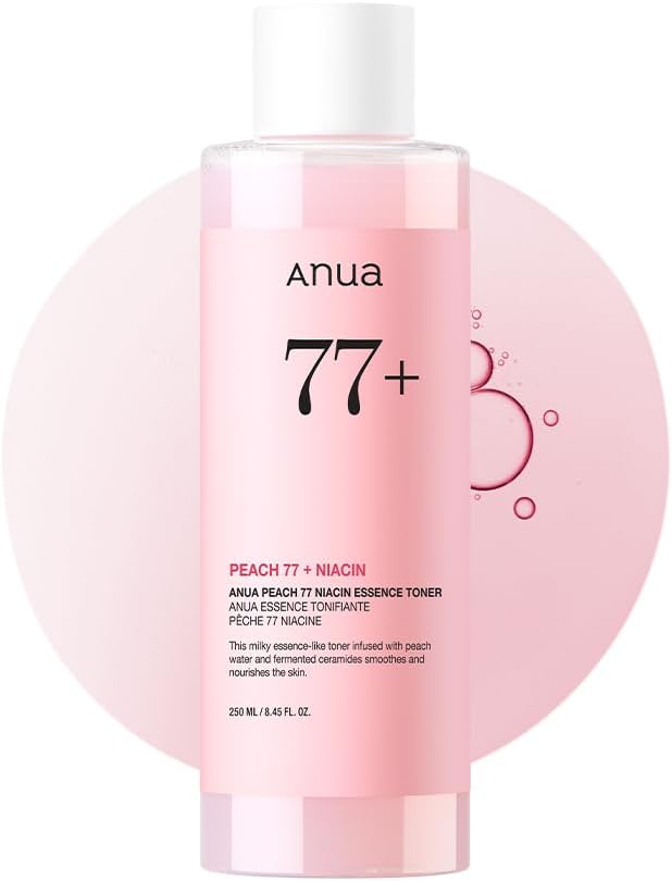 ANUA Peach 77 Niacin Essence Toner, Facial Toner for Glass Skin, Niacinamide, Panthenol, Ceramides, Korean Skin Care, Facial Toner for Glass Skin, 250ml