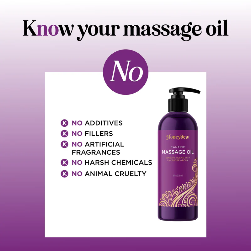 Honeydew Lavender Massage Oil for Couples Relaxation - Non Greasy Non Staining Irresistibly Silky Full Body Massage Oil for Massage Therapy with Lavender Essential Oil - Therapeutic Grade Non GMO and Vegan