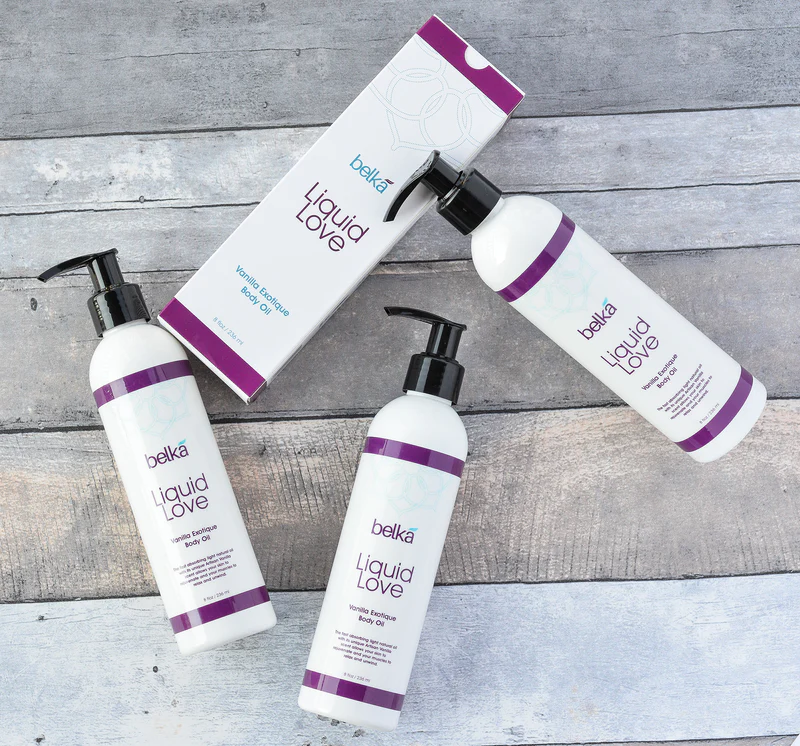 Belká Liquid Love Vanilla Exotique Body Oil for Relaxing Massage Therapy and Sensual Couple's Massages