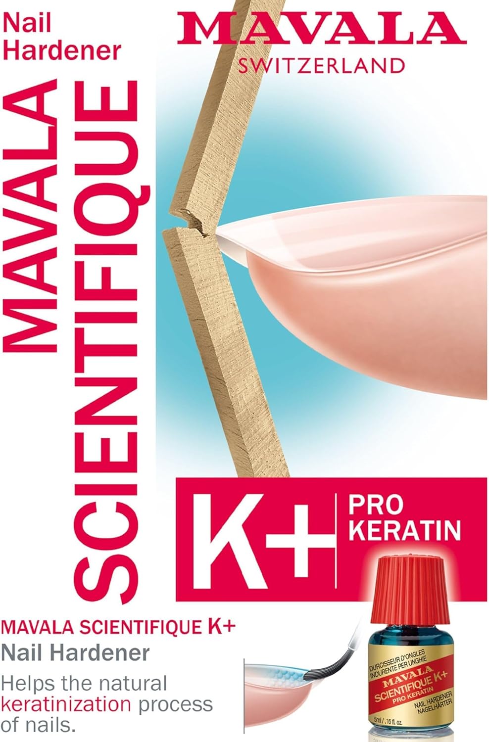 MAVALA Scientifique K+ Keratin Hardener Strengthener | Protect Nails | Avoid Breaking and Splitting | Supports Natural Keratinization | Multi-color