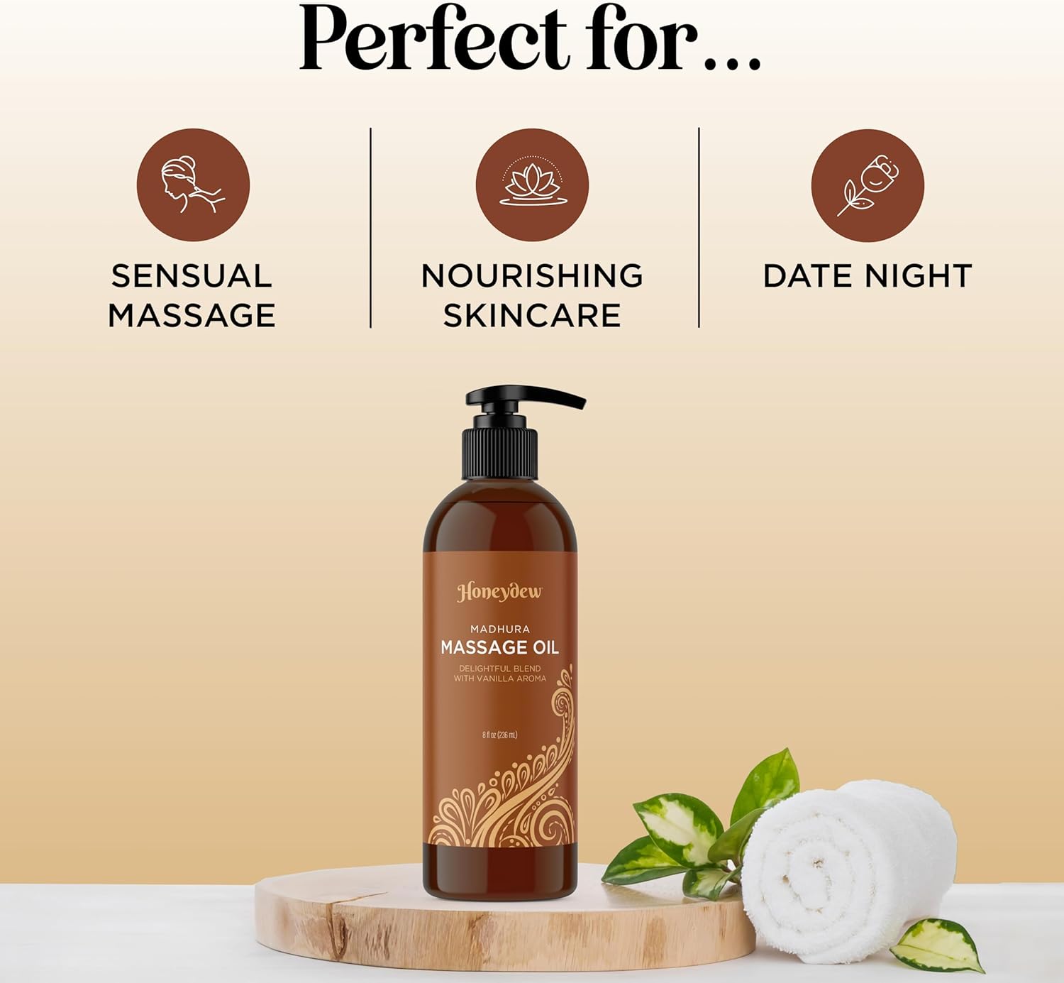 Honeydew Vanilla Massage Oil for Date Night - Premium Easy Gliding Sensual - Non Greasy Non Staining Irresistibly 