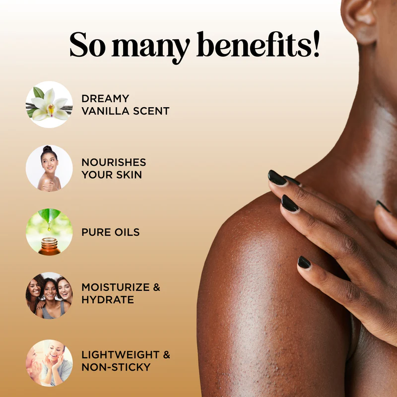 Maple Holistics Vanilla Sensual Massage Oil for Couples - Irresistible Full Body Massage Oil for Date Night with Smooth Gliding Coconut and Sweet Almond Oil with Dreamy Vanilla Scent - Non GMO Gluten Free and Vegan