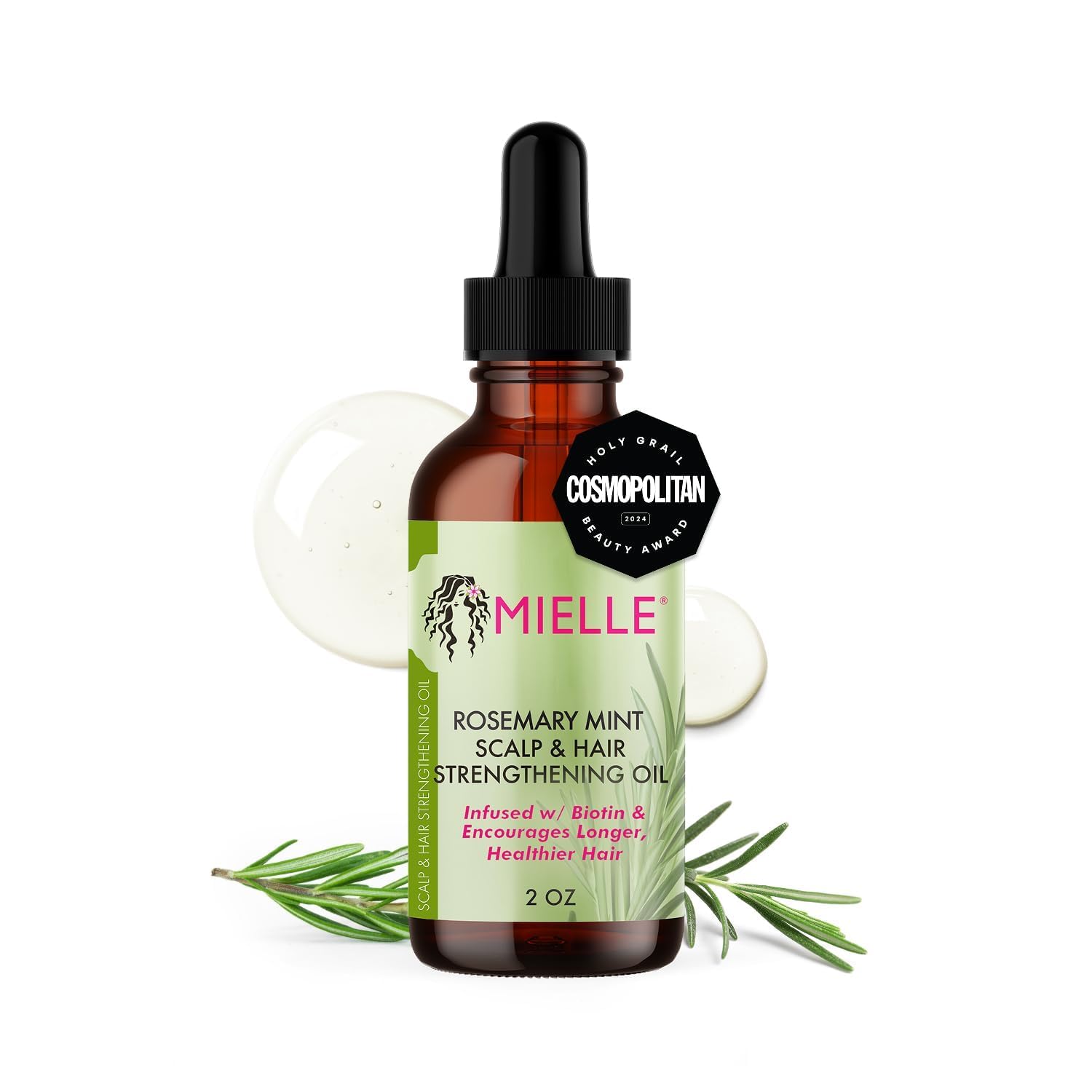 Mielle Organics Rosemary & Mint Hair Oil – Split Ends & Dry Scalp Treatment, Biotin & Essential oil