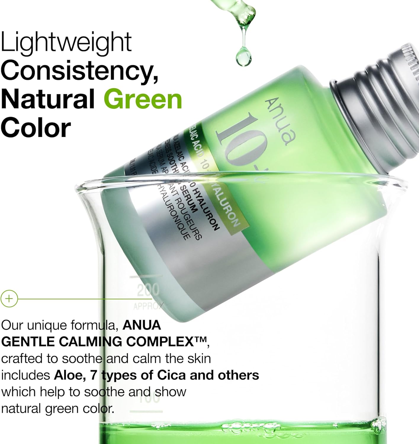 Anua Azelaic Acid 10 Hyaluron Redness Soothing Serum, Facial Serum for Sensitive skin, Hyaluronic Acid, Niacinamide, Spot Care, Natural Color, Vegan, Korean Skincare