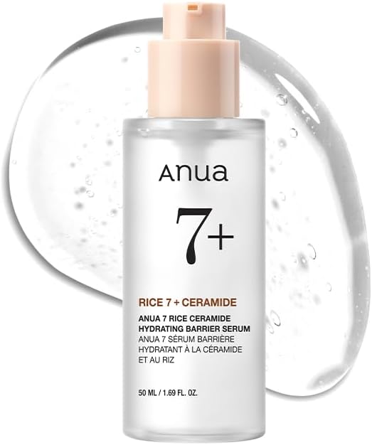 ANUA Rice Ceramide 7 Hydrating Barrier Serum, Brightening, Hydrating Serum for Face, Rice, Hyaluronic Acid, Niacinamide, Fragrance-free, Non comodogenic, Glass Skin, Korean Skin Care