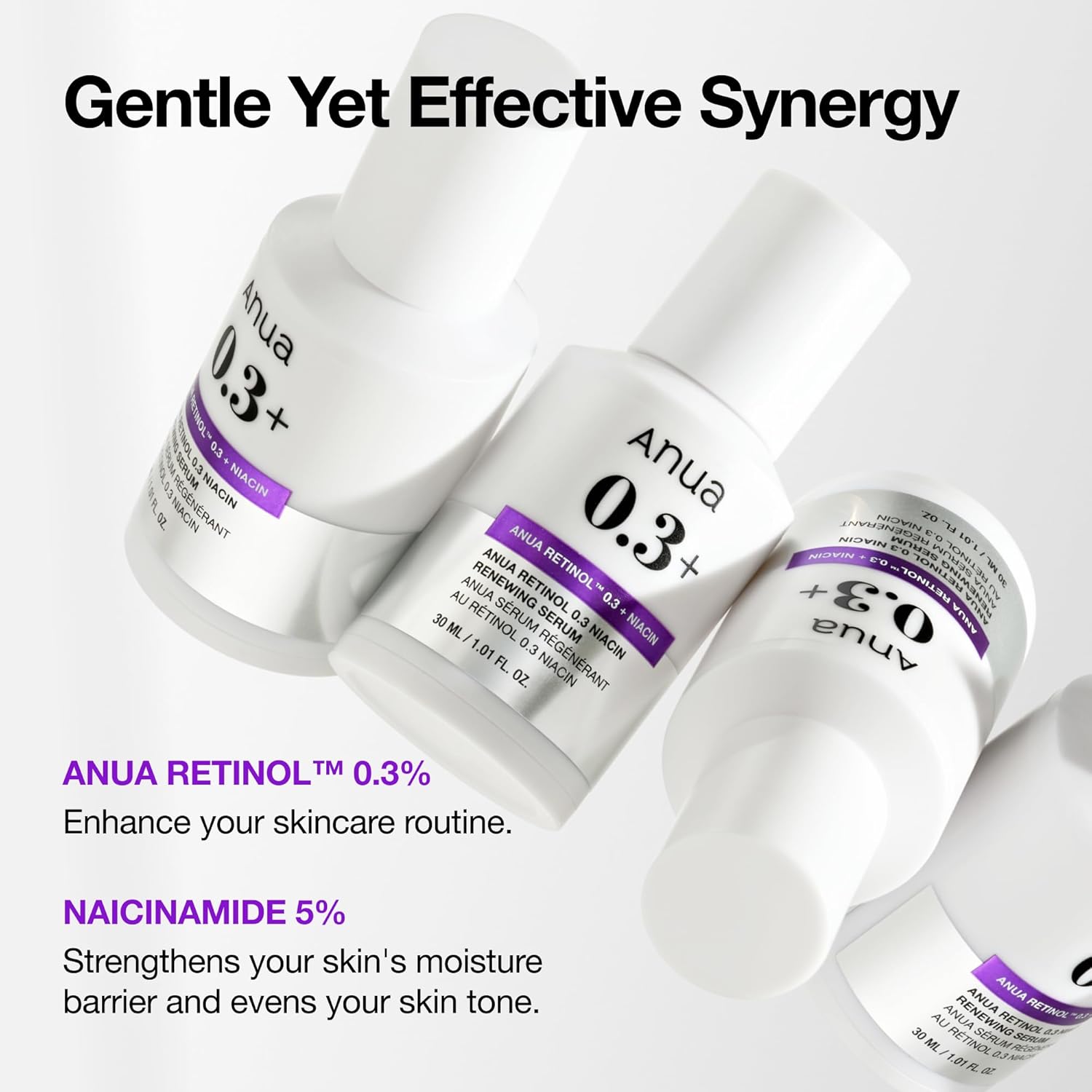 NUA Retinol 0.3 Niacin Renewing Serum, For Anti-Aging with Hydration, Textured & Glass skin, 5% Niacinamide, Retinol For Face, Gentle for Beginner, Korean Skin Care