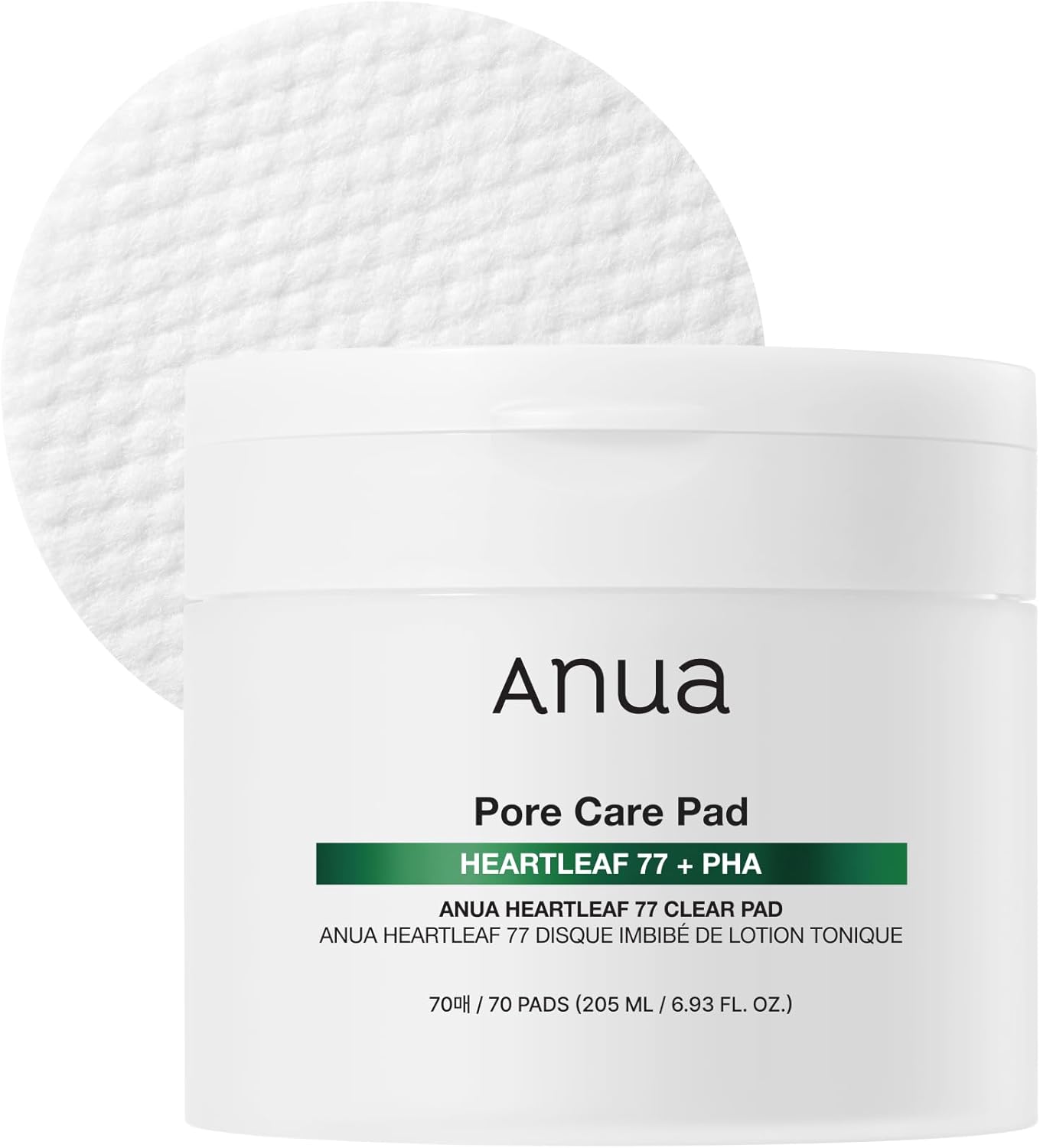 ANUA Heartleaf 77 Toner Pad, Mild Exfoliating Facial Pads for Glass Skin, Hydrating Pore Care for Sensitive Skin, Heartleaf Extract, PHA, Centella, Non comedogenic, Korean Skin Care (70 Pads)
