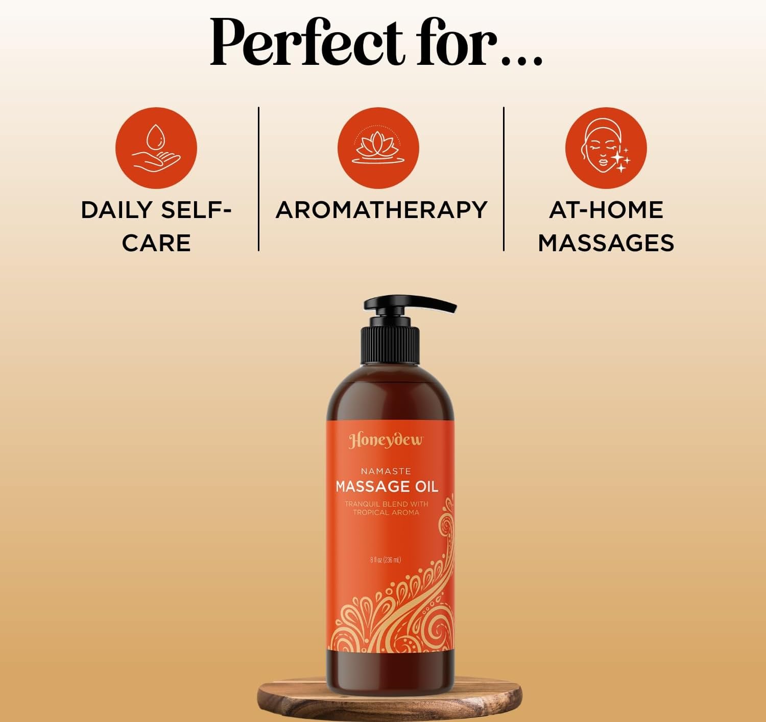 Honeydew Tropical Scented Massage Oil for Couples - Tranquil Full Body Massage Oil for Massage Therapy with Moisturizing Non Greasy