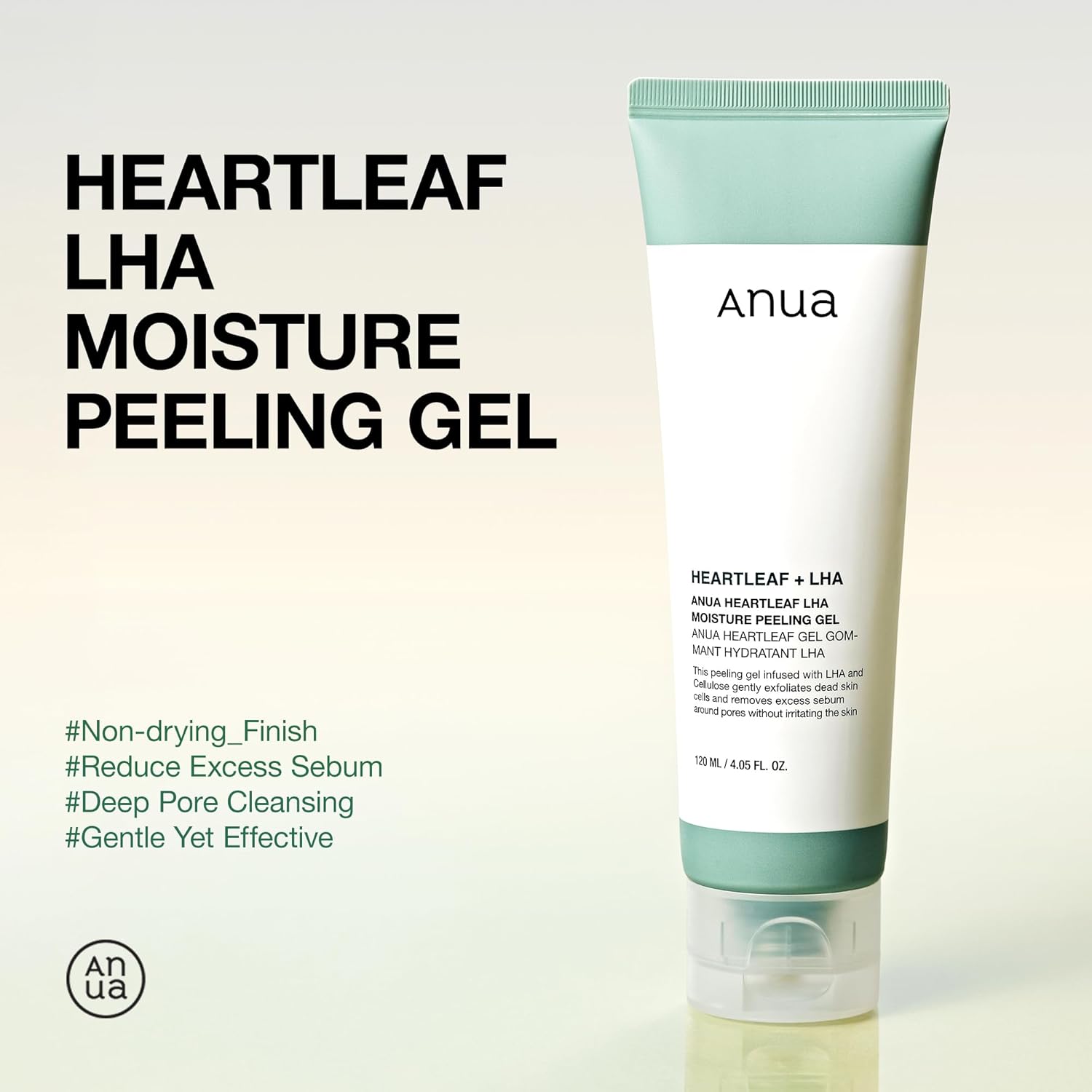 ANUA Heartleaf LHA Moisture Peeling Gel, Gentle Exfoliation, Hydrating Facial Peel, Pore Care, Dead Skin Removal, Natural Cellulose for Soothing, Vegan, Korean Skin Care