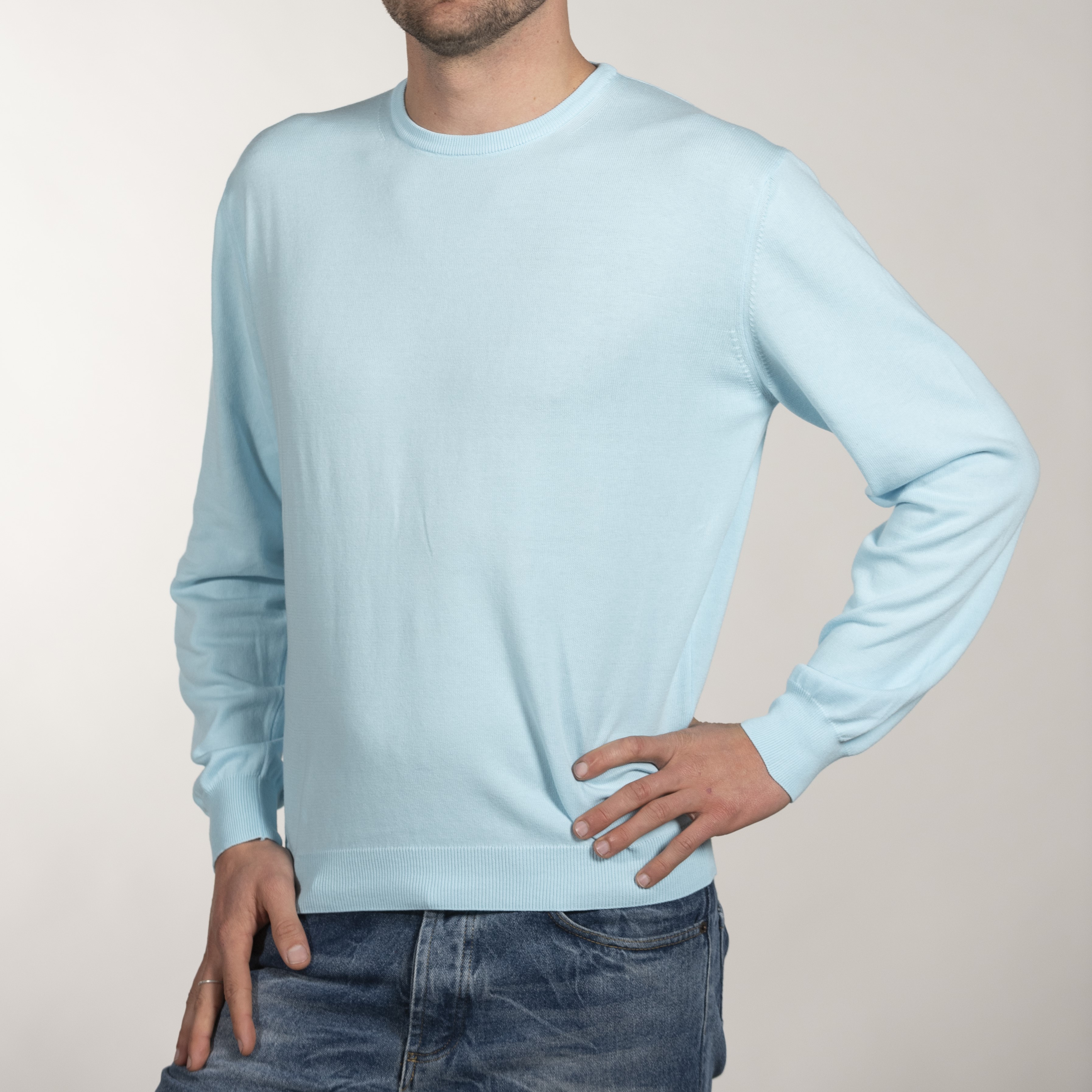 Maglia girocollo uomo puro cotone - menswear roundneck pullover in pure cotton