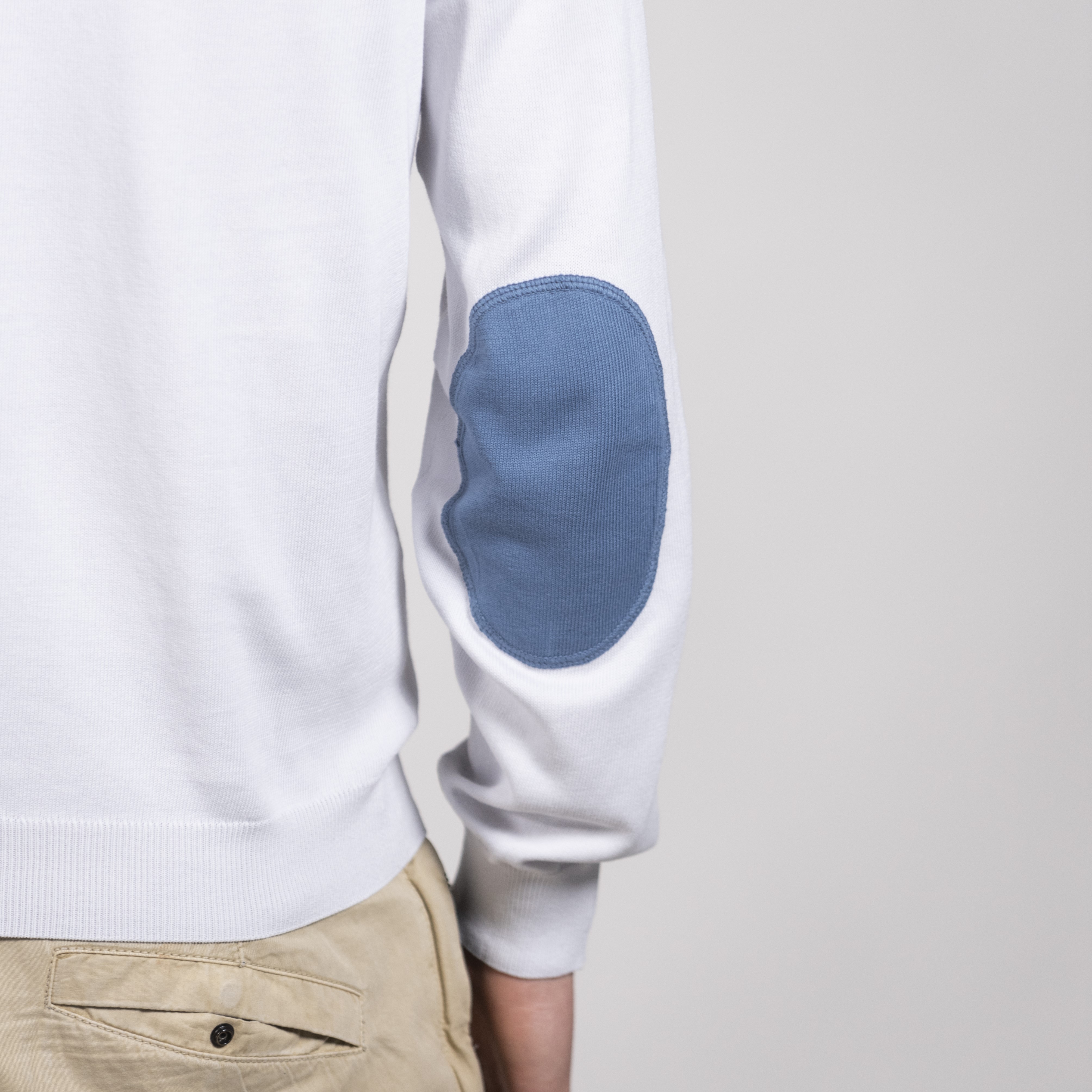 maglia lupetto mezza zip uomo puro cotone con toppe, menswear highneck half-zip pullover in pure cotton with patches