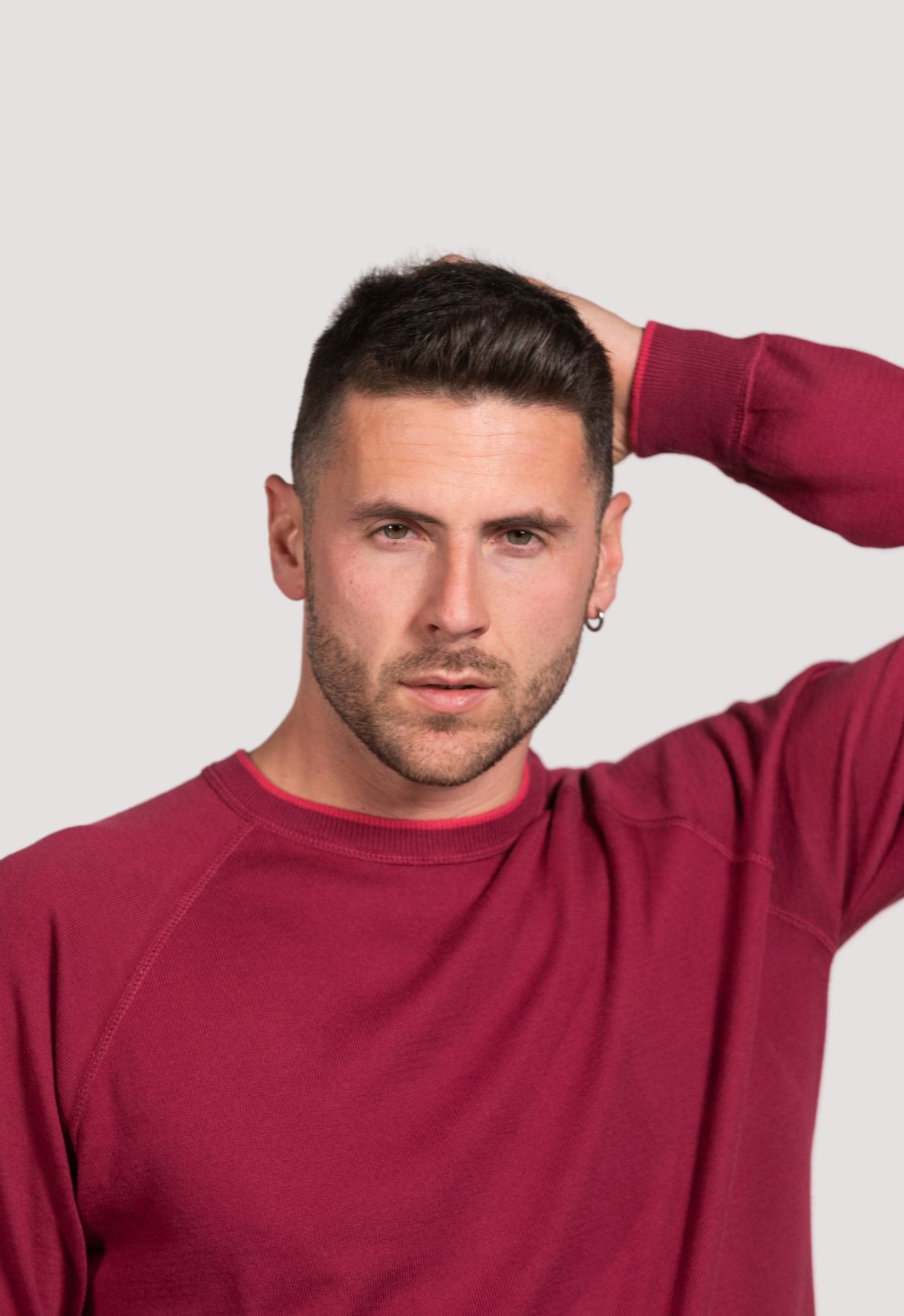 felpa uomo con spalle taglio raglan in puro cotone supima, menswear raglan shoulders cut jumper in pure cotton