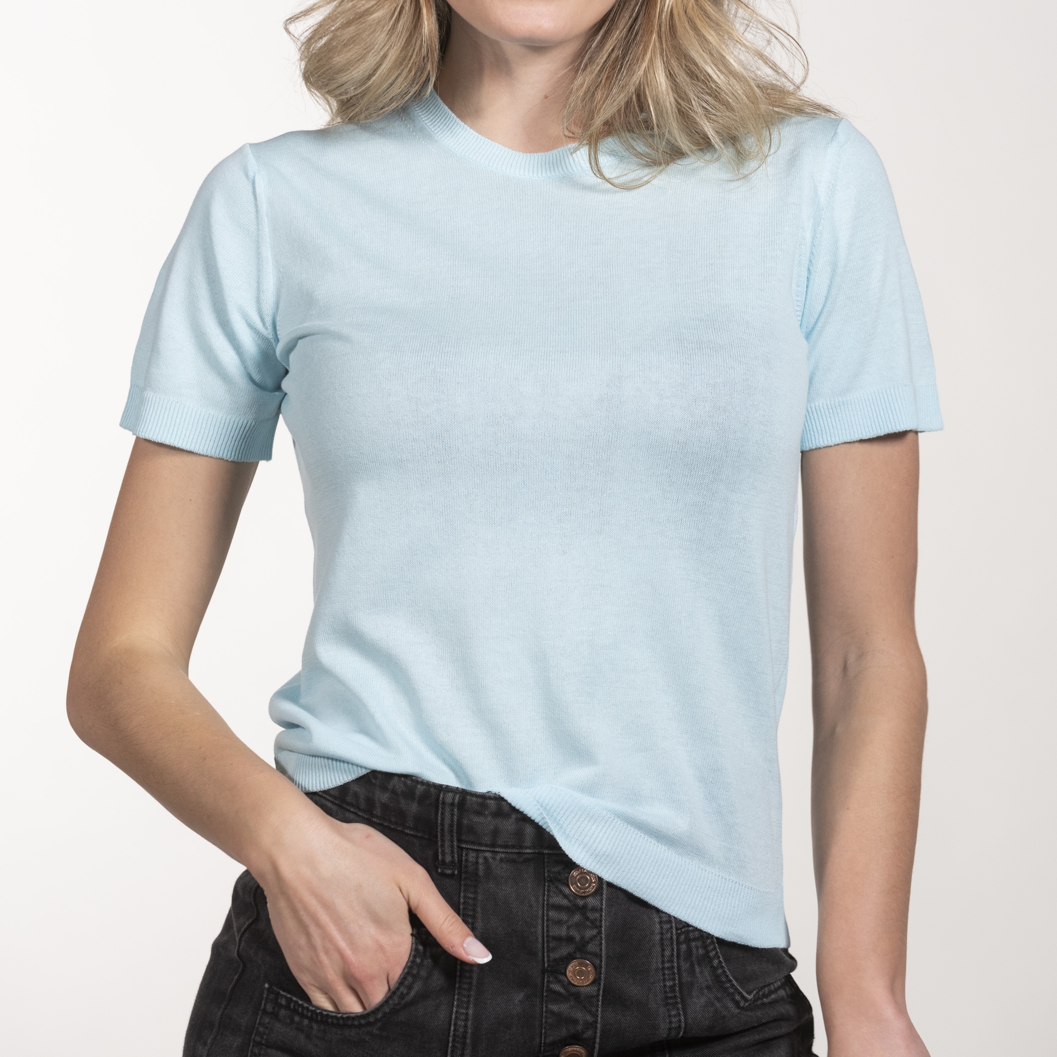 Maglia donna mezza manica girocollo puro cotone - Women short sleeves top with round neck in pure cotton