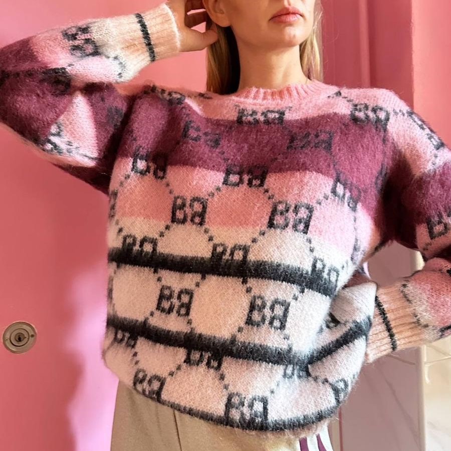 Maglione supersoft unisex midmohair fantasia, unisex supersoft midmohair sweather with pattern knitwork