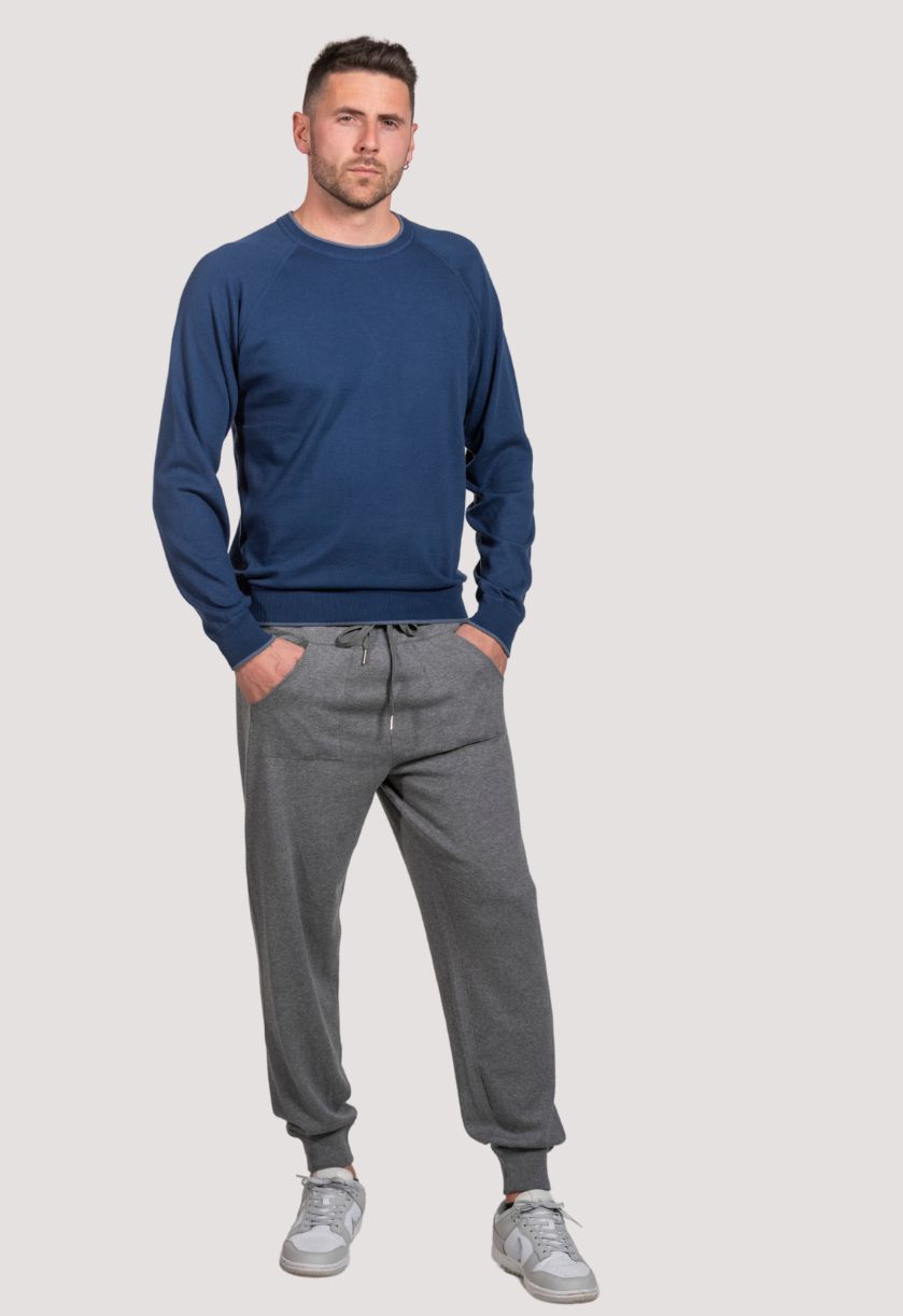 felpa uomo con spalle taglio raglan in puro cotone supima, menswear raglan shoulders cut jumper in pure cotton