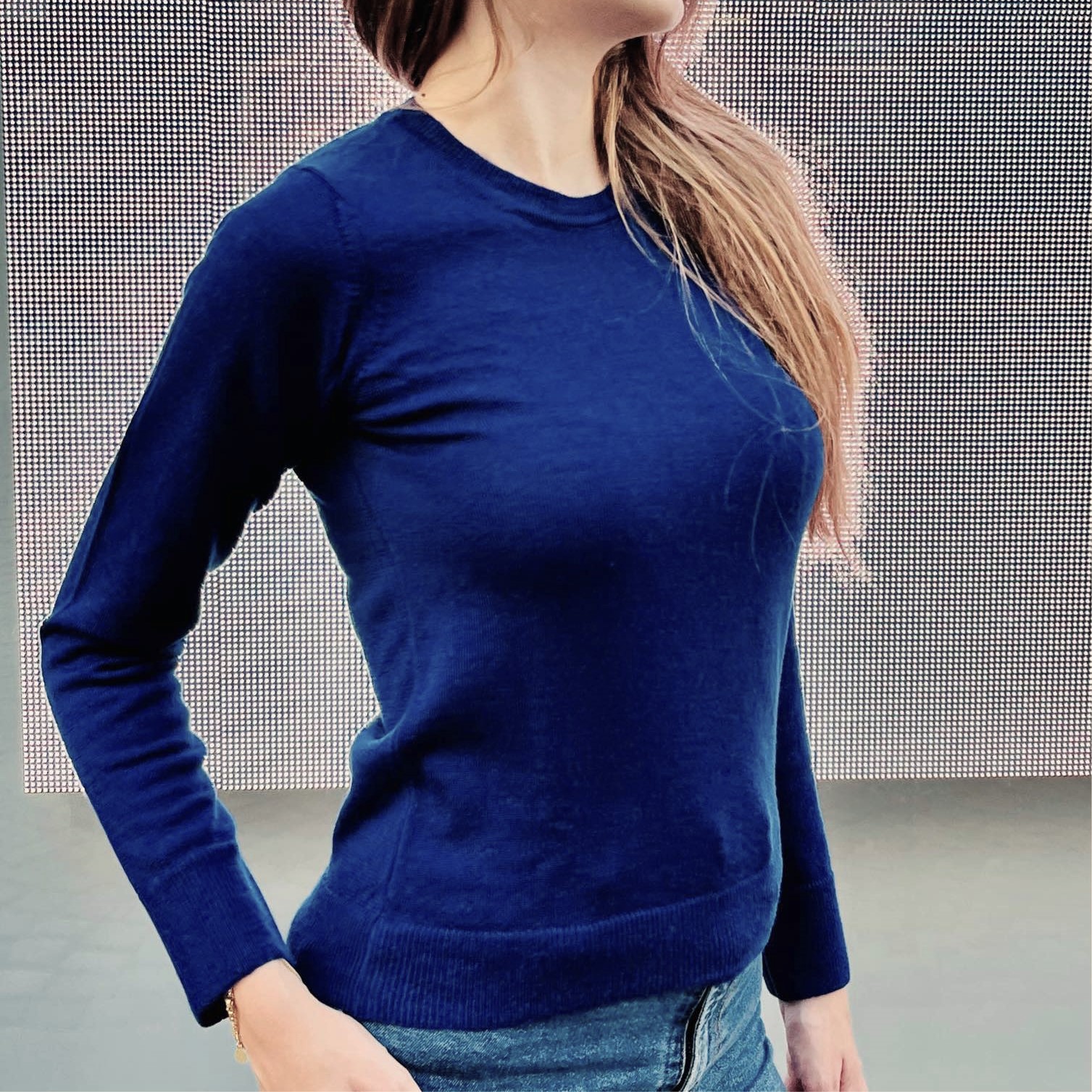 Maglia rasata girocollo donna in 100% cashmere, 100% cashmere smooth-knit roundneck women jumper