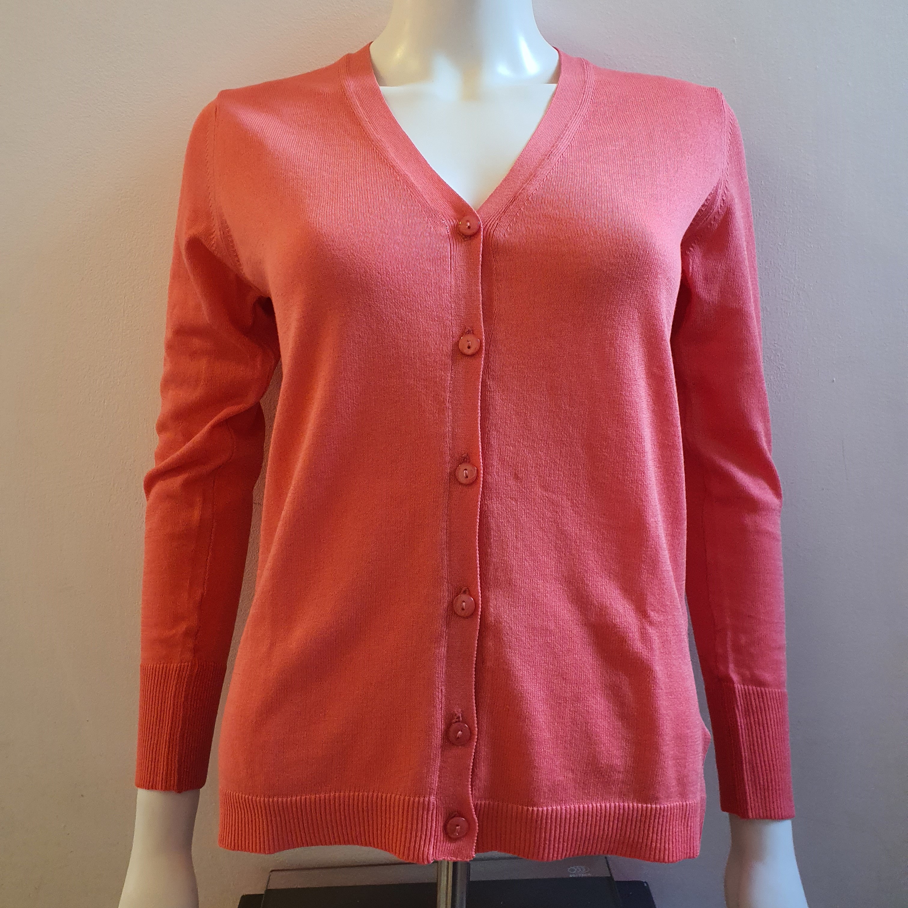 Cardigan sciallato donna in puro cotone con bottoni - Women shawl-cut cardigan in pure cotton with buttons