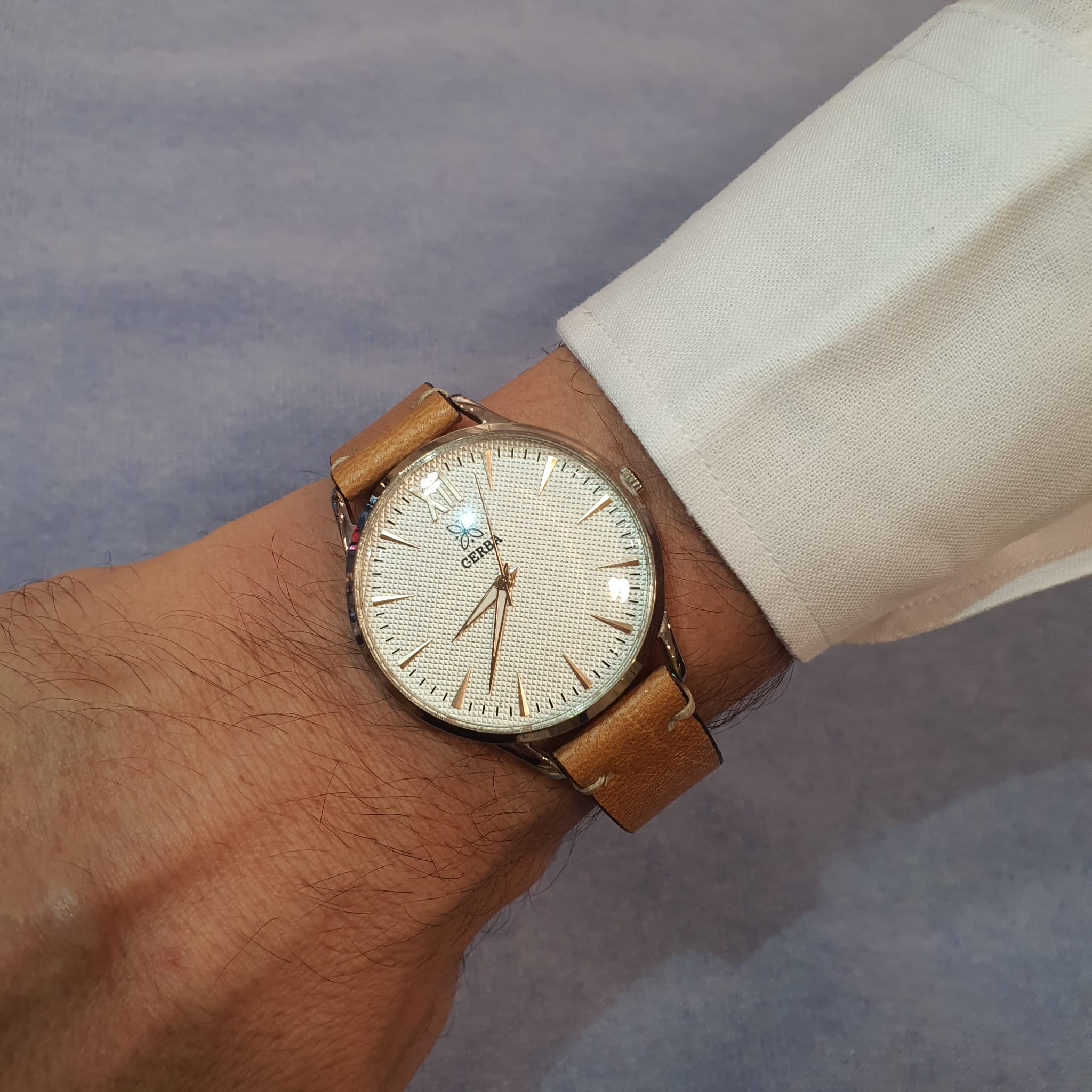 orologio da polso unisex Gerba con cassa in acciaio e cinturino in pelle, unisex Gerba wrist-watch in stailess steel with leather wristband