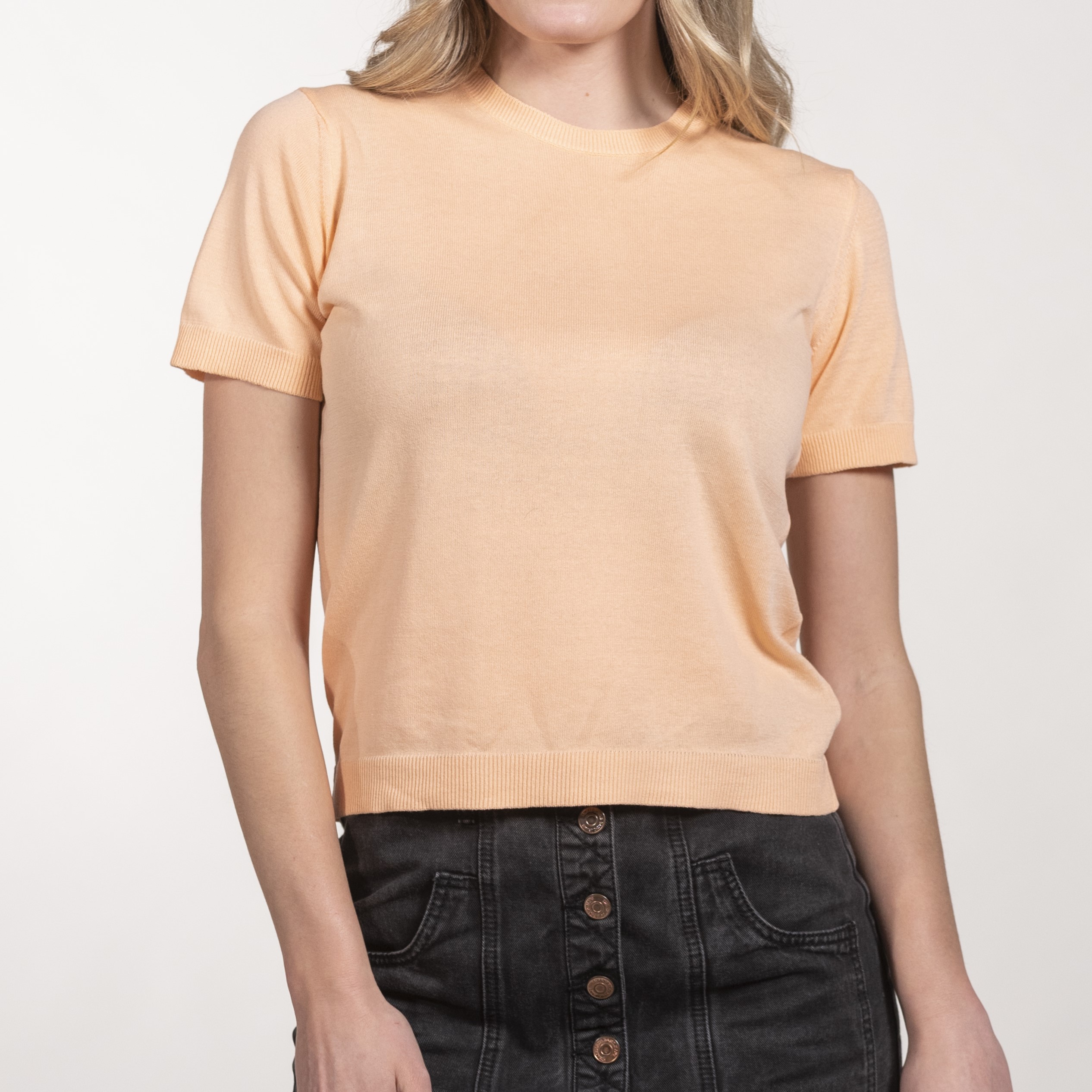 Maglia donna mezza manica girocollo puro cotone - Women short sleeves top with round neck in pure cotton