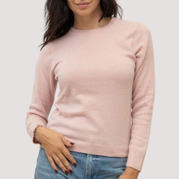 Maglia rasata girocollo donna in 100% cashmere, 100% cashmere smooth-knit roundneck women jumper