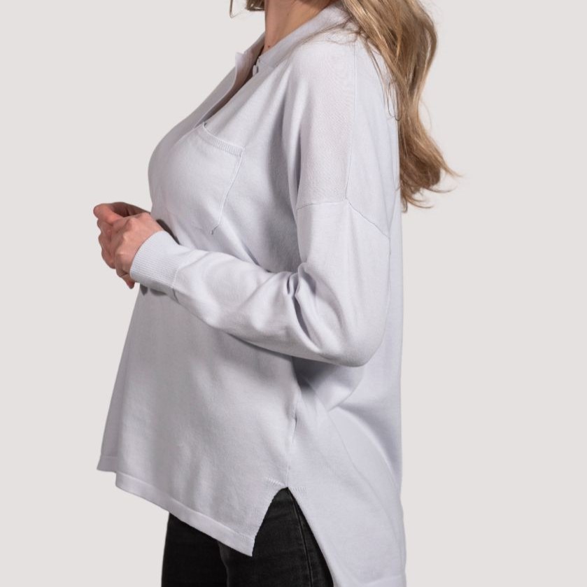 camicia oversize donna in puro cotone con bottoni e spacchi laterali, women mai shirt in pure cotton with buttons and side splits