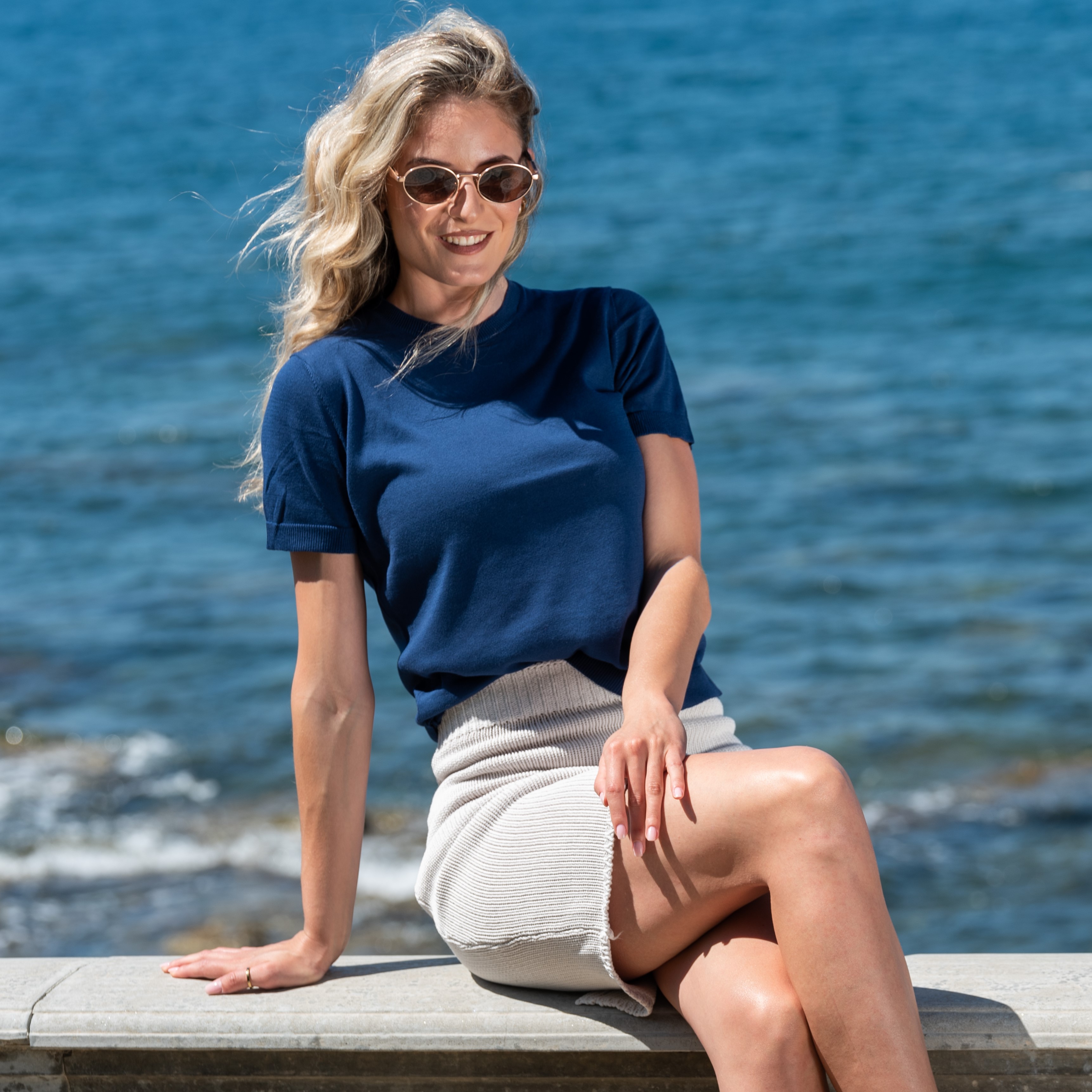 Maglia donna mezza manica girocollo puro cotone - Women short sleeves top with round neck in pure cotton