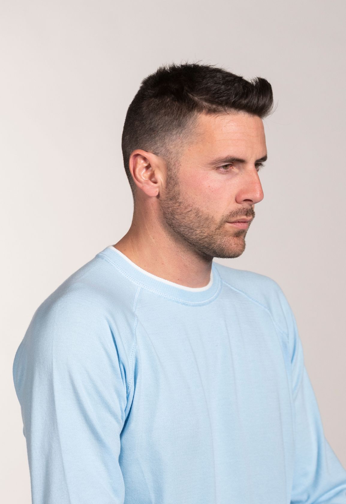 felpa uomo con spalle taglio raglan in puro cotone supima , menswear raglan shoulders cut jumper in pure cotton