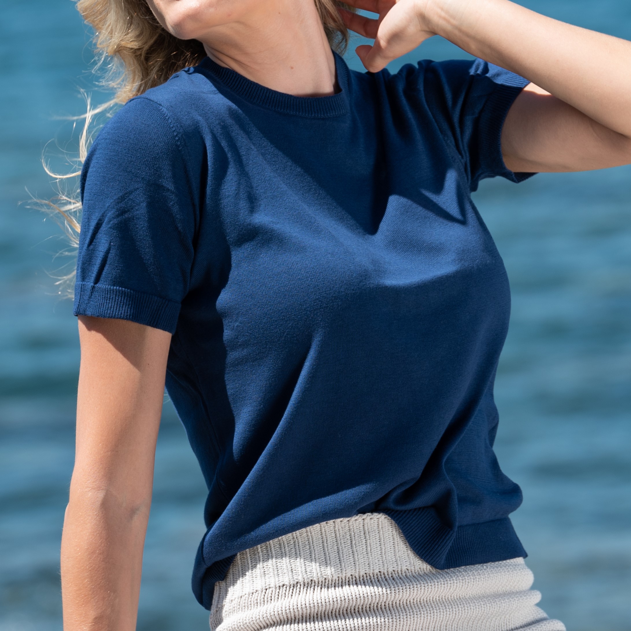 Maglia donna mezza manica girocollo puro cotone - Women short sleeves top with round neck in pure cotton