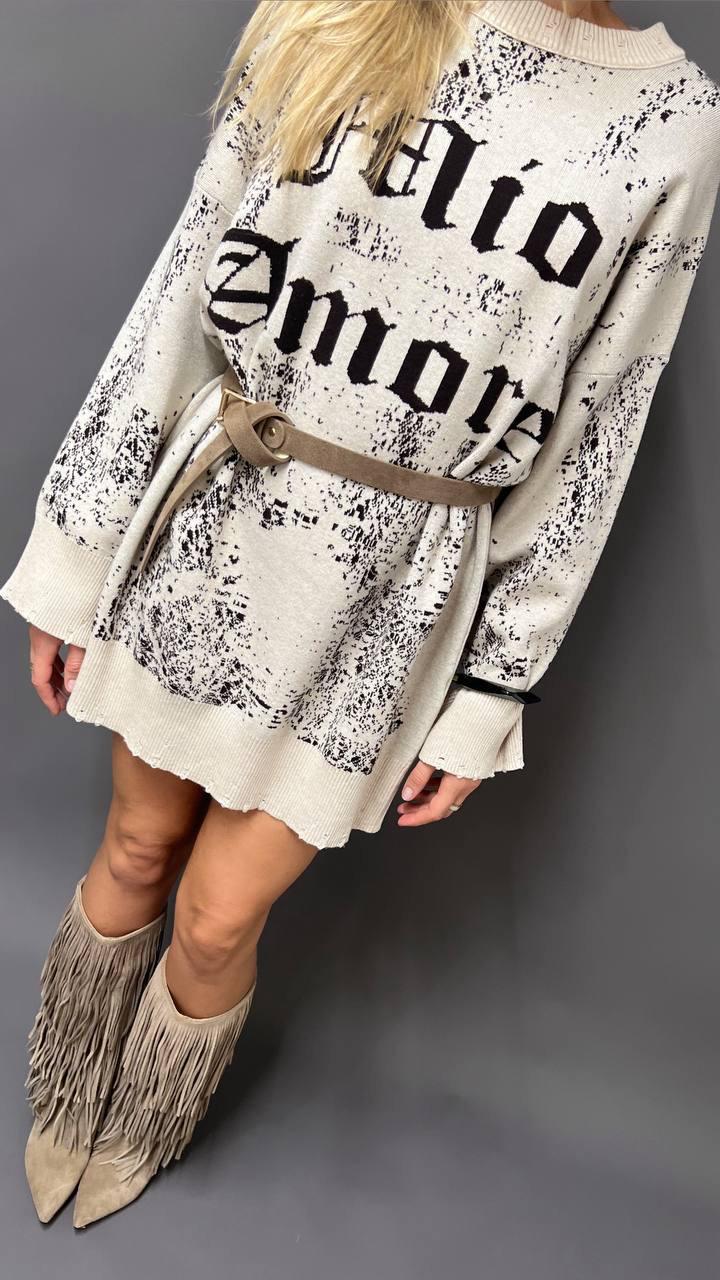 Mini abito da donna maxi maglia Mio Amore in misto lana, womenswear minidress wool blend maxisweather Mio Amore