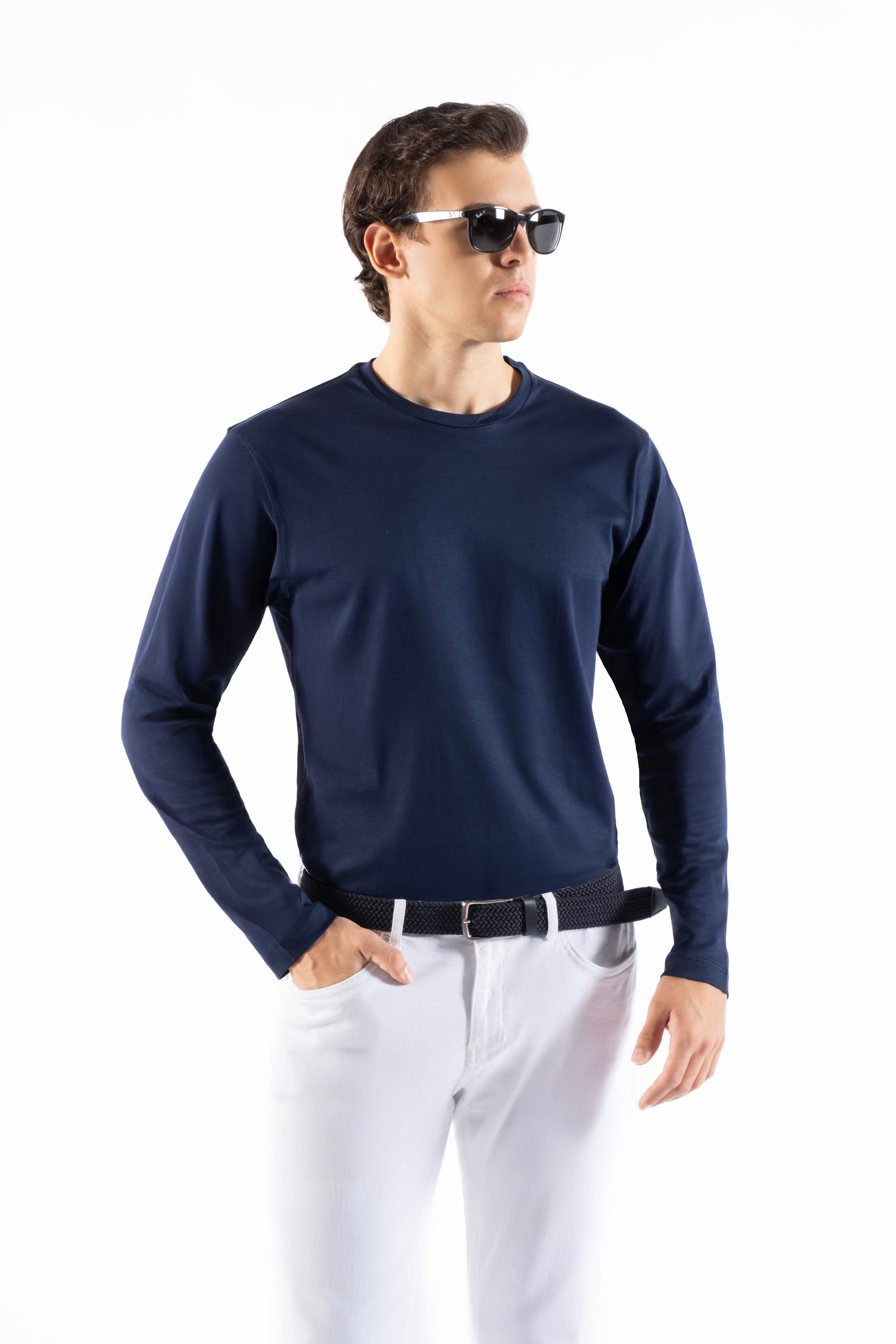 Uzun Kol Lacivert T-shirt