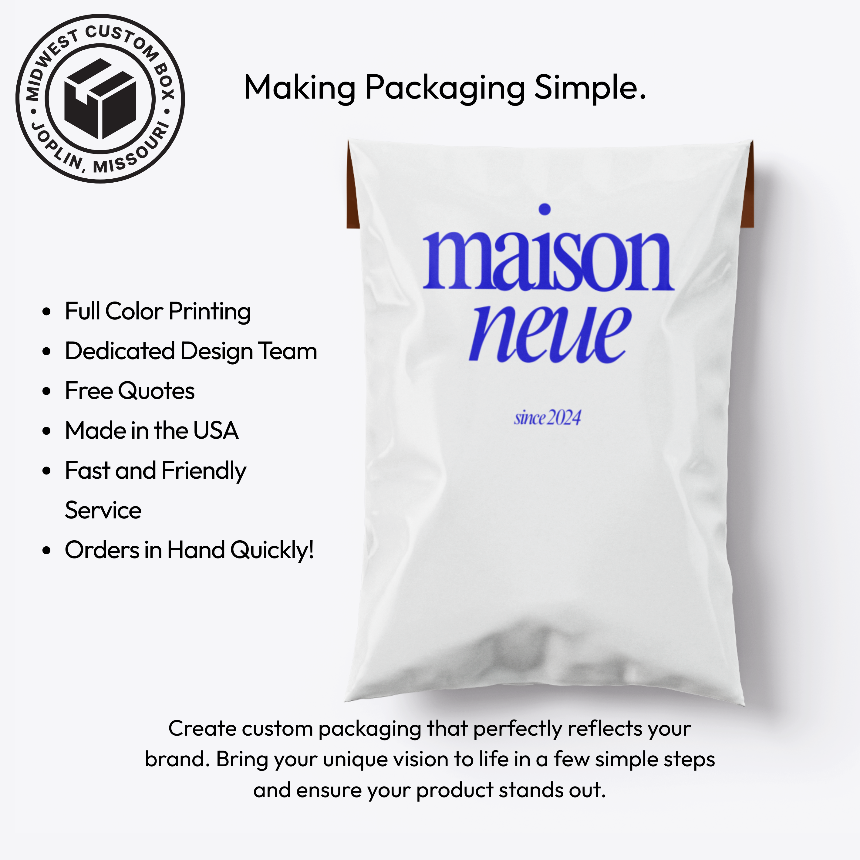 Medium Custom Poly Mailer - 9.5"x3"x12" With Gusset