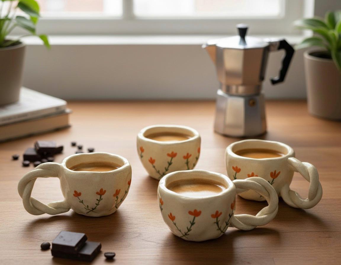 Orange Bloom Espresso Cups