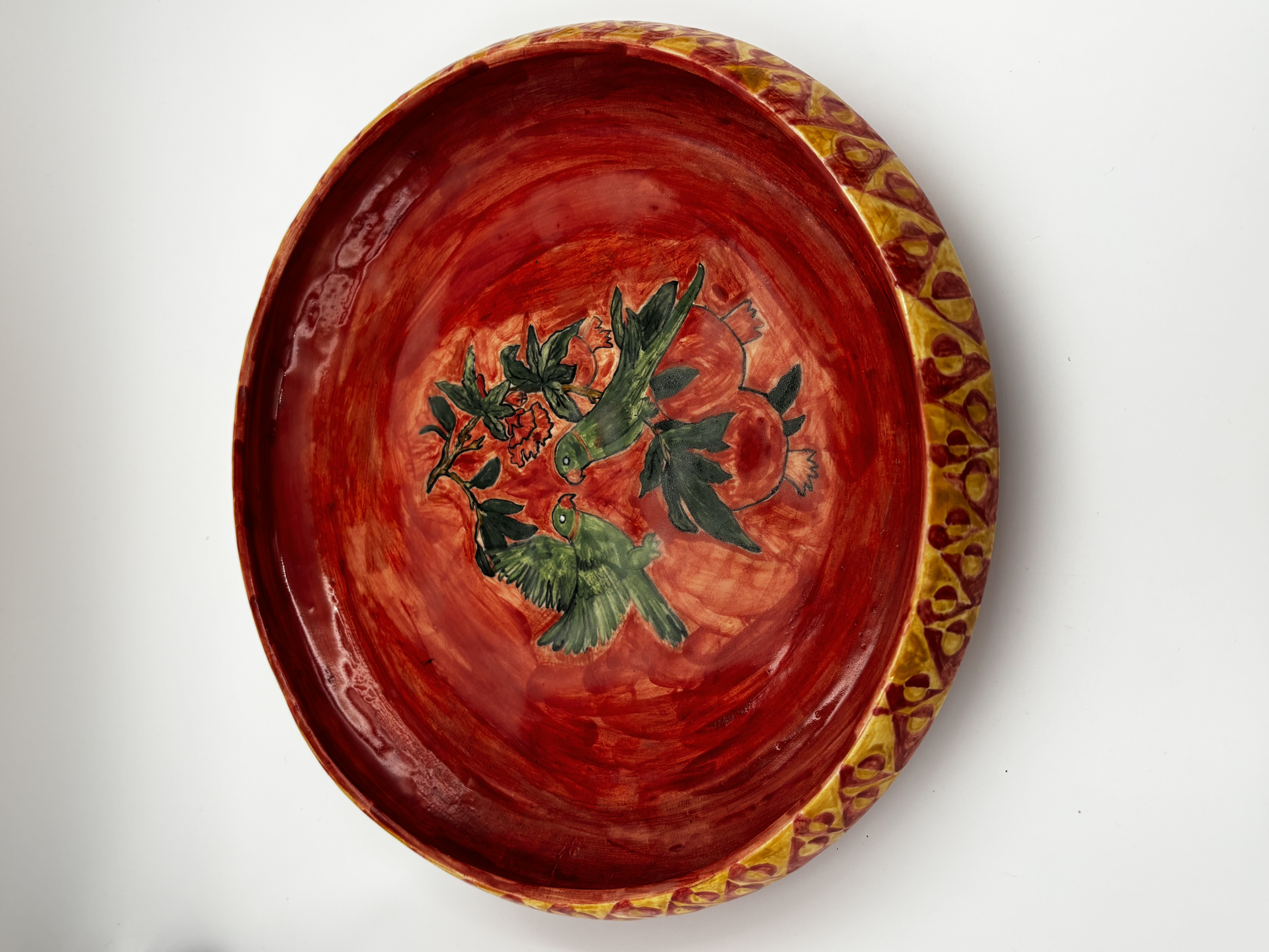 Gulmohar and Parakeets Shallow Bowl